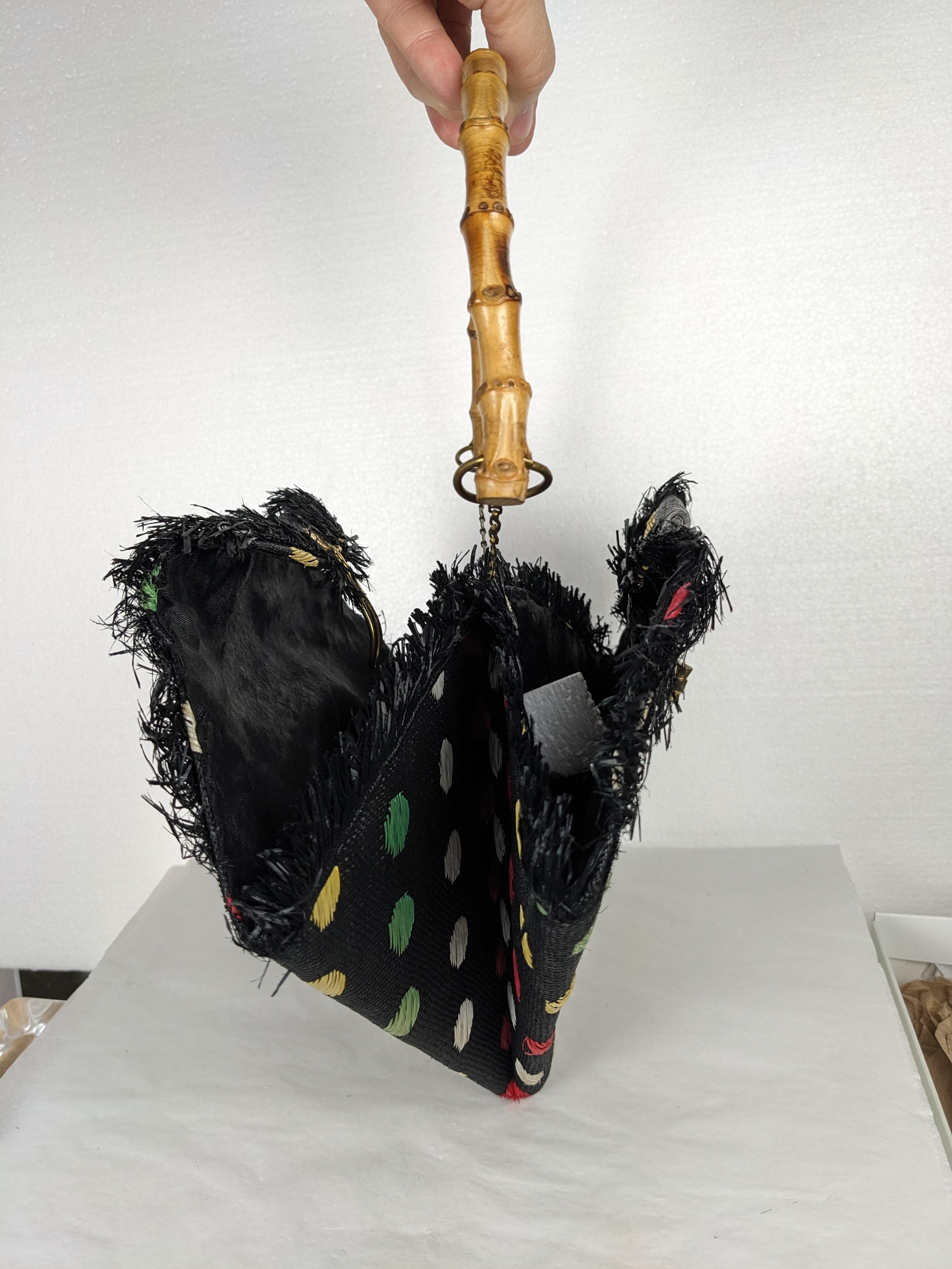 Italienische Stroh- und Raffia-Figurentasche aus der Mitte des Jahrhunderts im Angebot 6