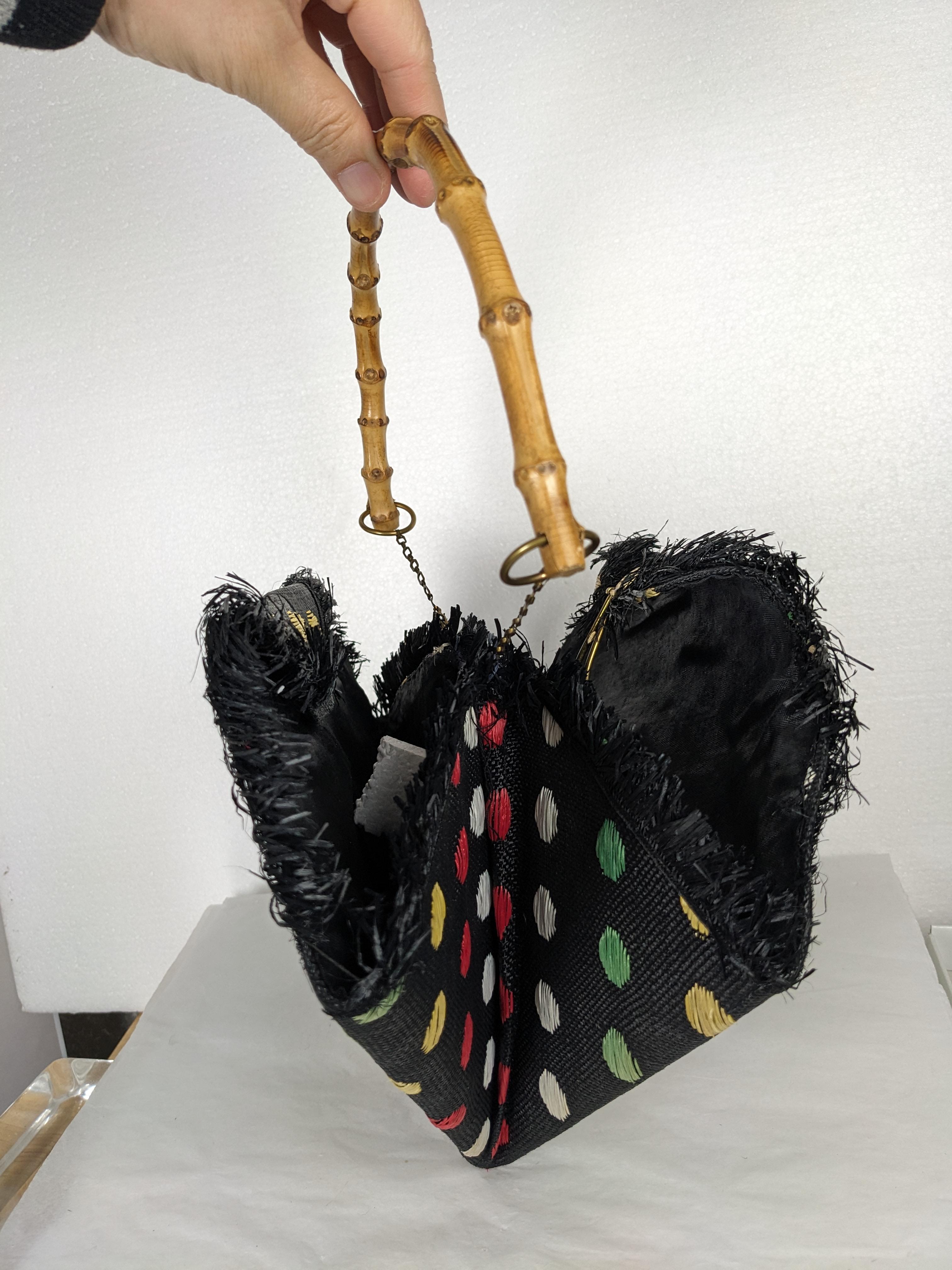 Italienische Stroh- und Raffia-Figurentasche aus der Mitte des Jahrhunderts im Angebot 7