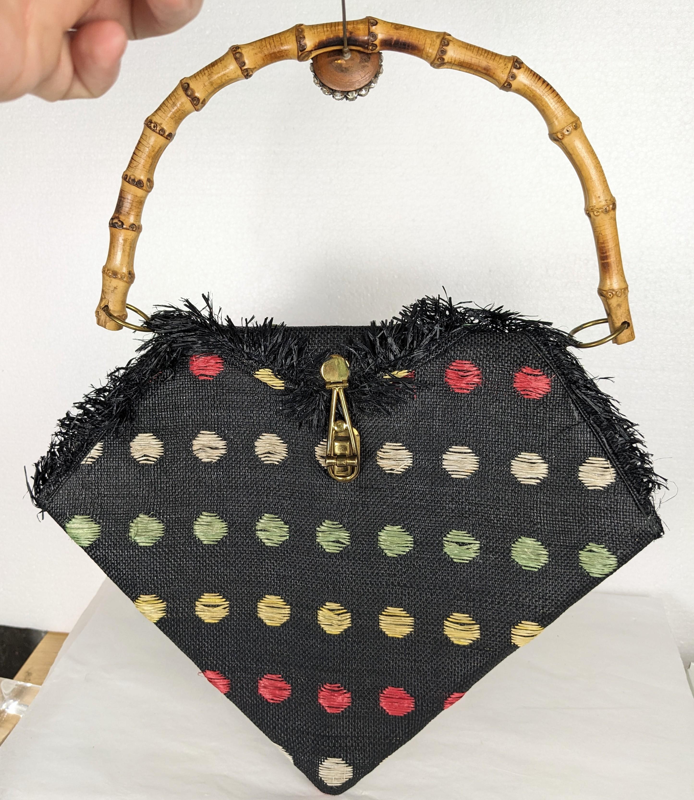 Mid Century Italian Straw and Raffia Figural Bag In Good Condition For Sale In New York, NY