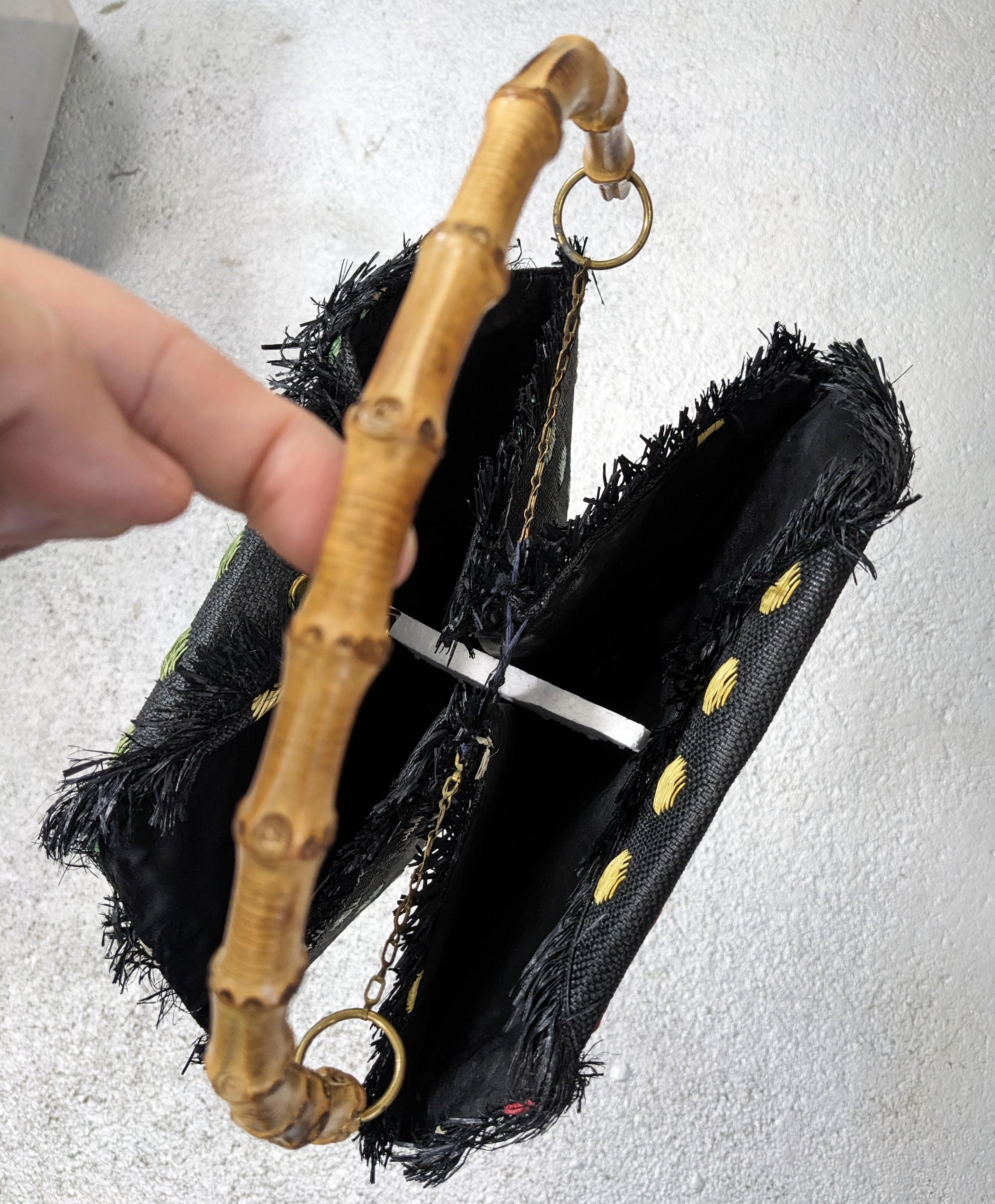 Mid Century Italian Straw and Raffia Figural Bag For Sale 4