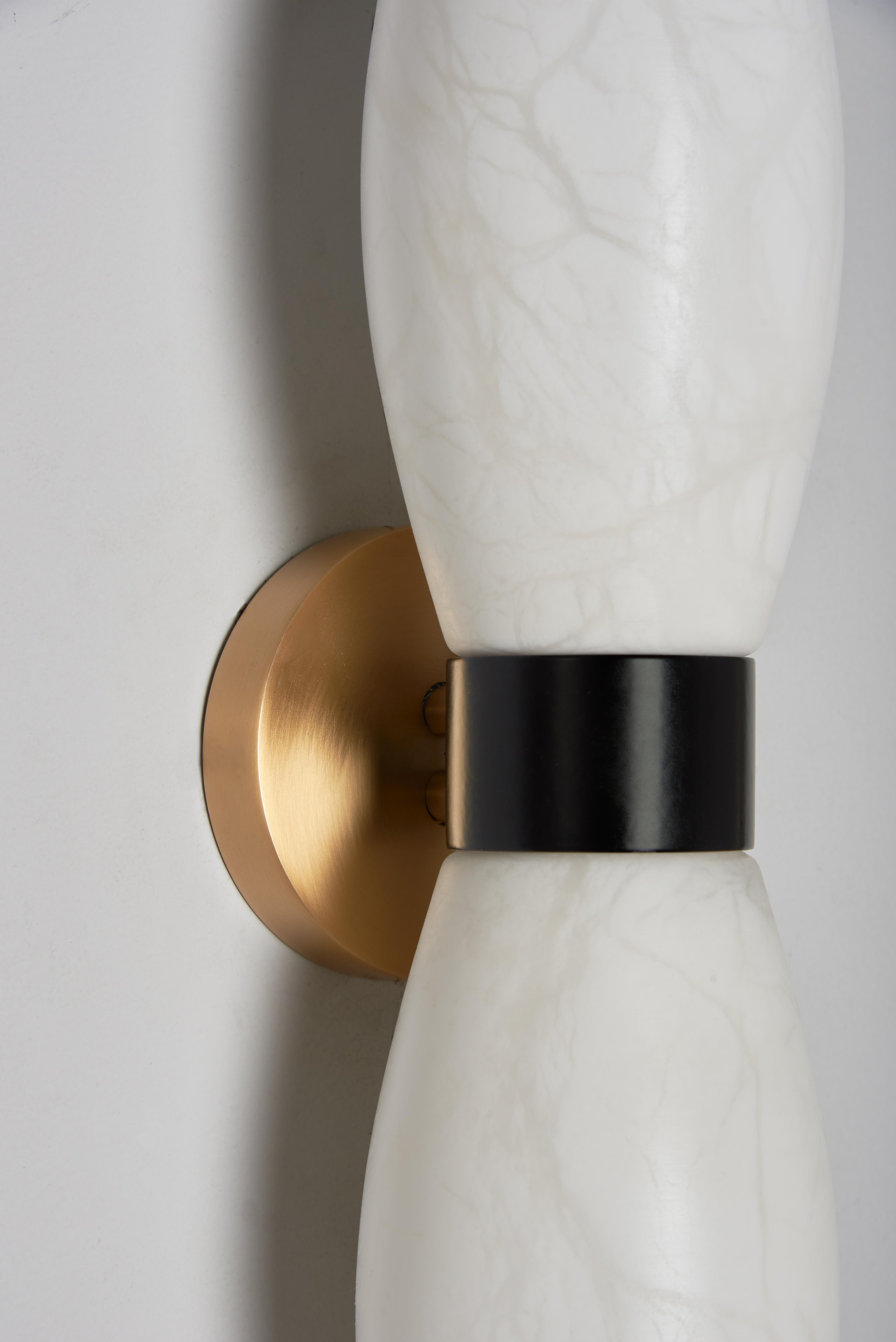 Galvanized Mid-Century Italian Style Alabaster wall sconce 