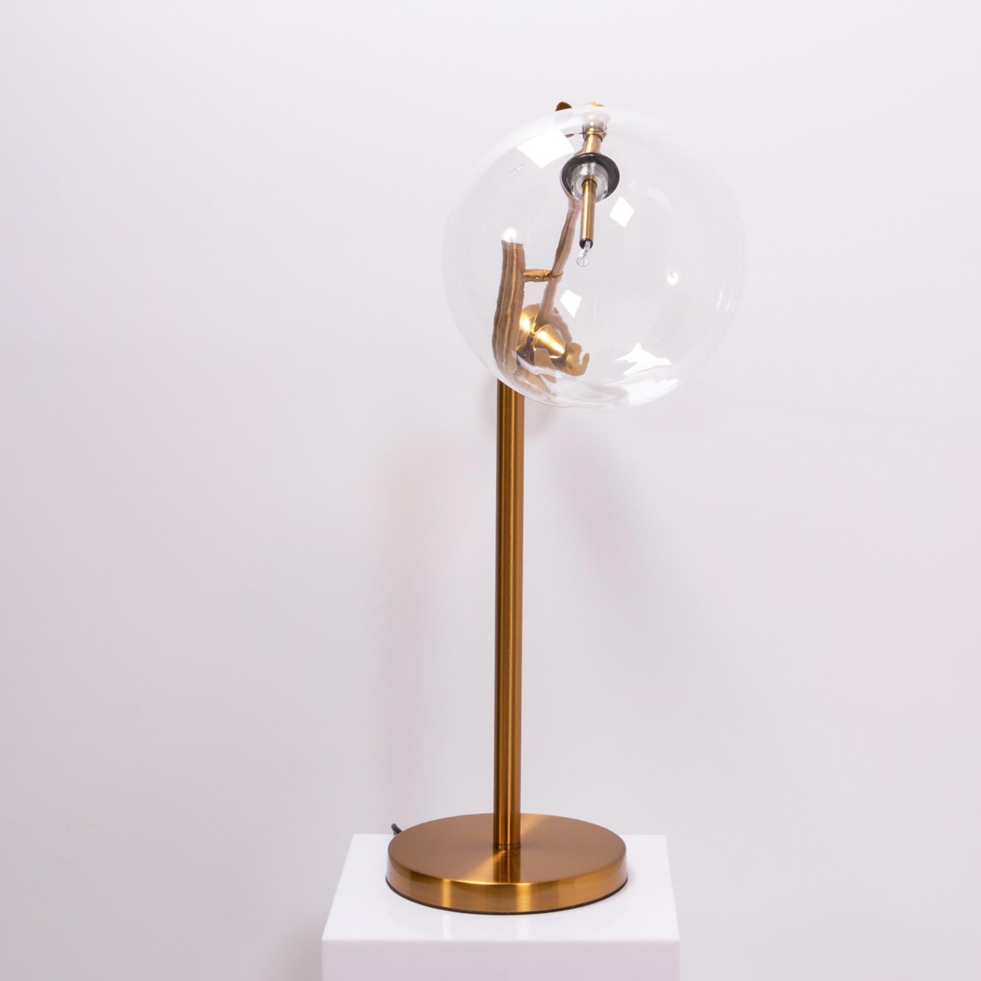 Mid-Century Modern Mid Century Italian Style Brass Globe Table Lamp For Sale