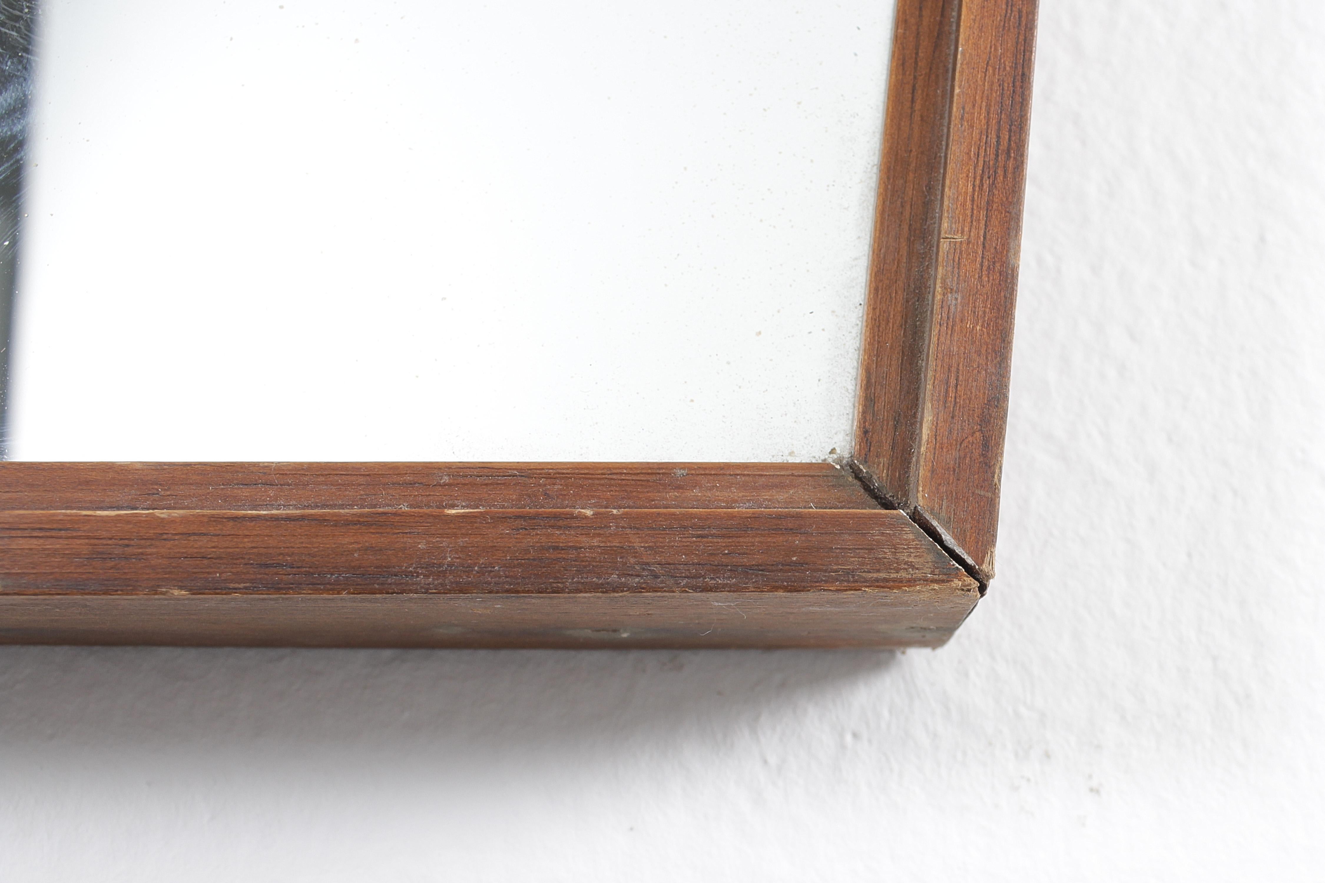 Miroir mural géométrique de style italien du milieu du siècle avec cadre en bois, années 70 en vente 5