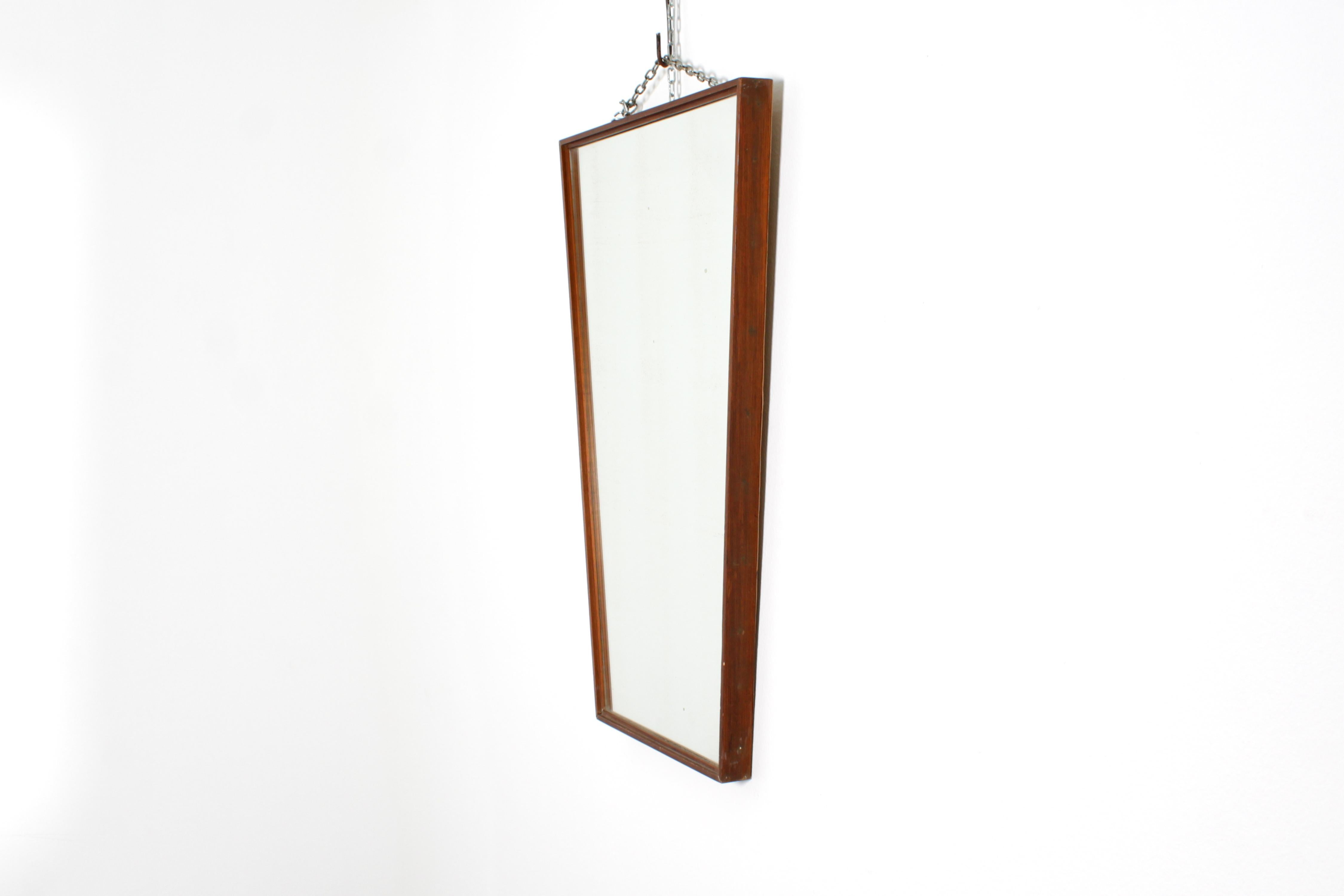 Miroir mural géométrique de style italien du milieu du siècle avec cadre en bois, années 70 Bon état - En vente à Palermo, IT