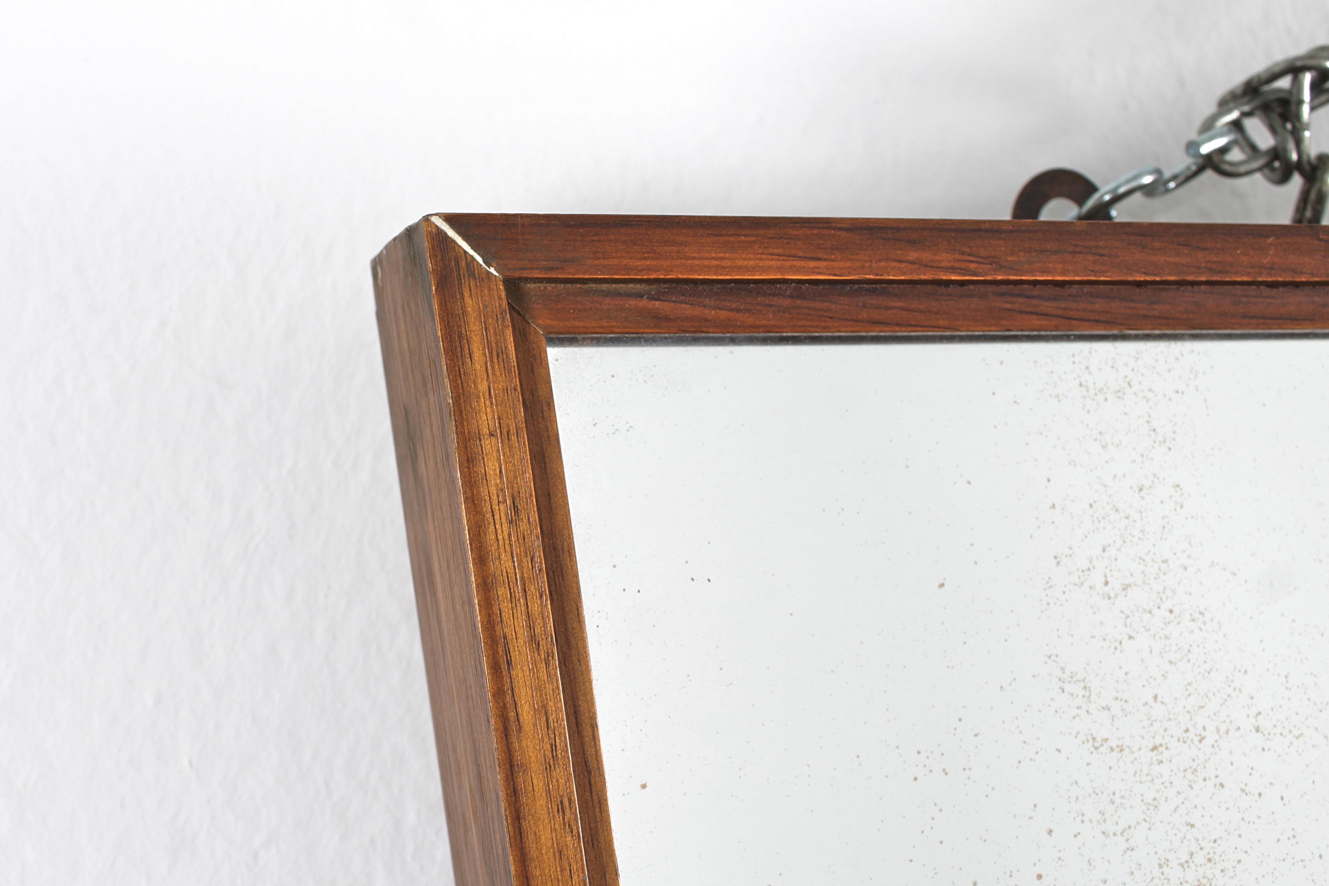 Miroir mural géométrique de style italien du milieu du siècle avec cadre en bois, années 70 en vente 4