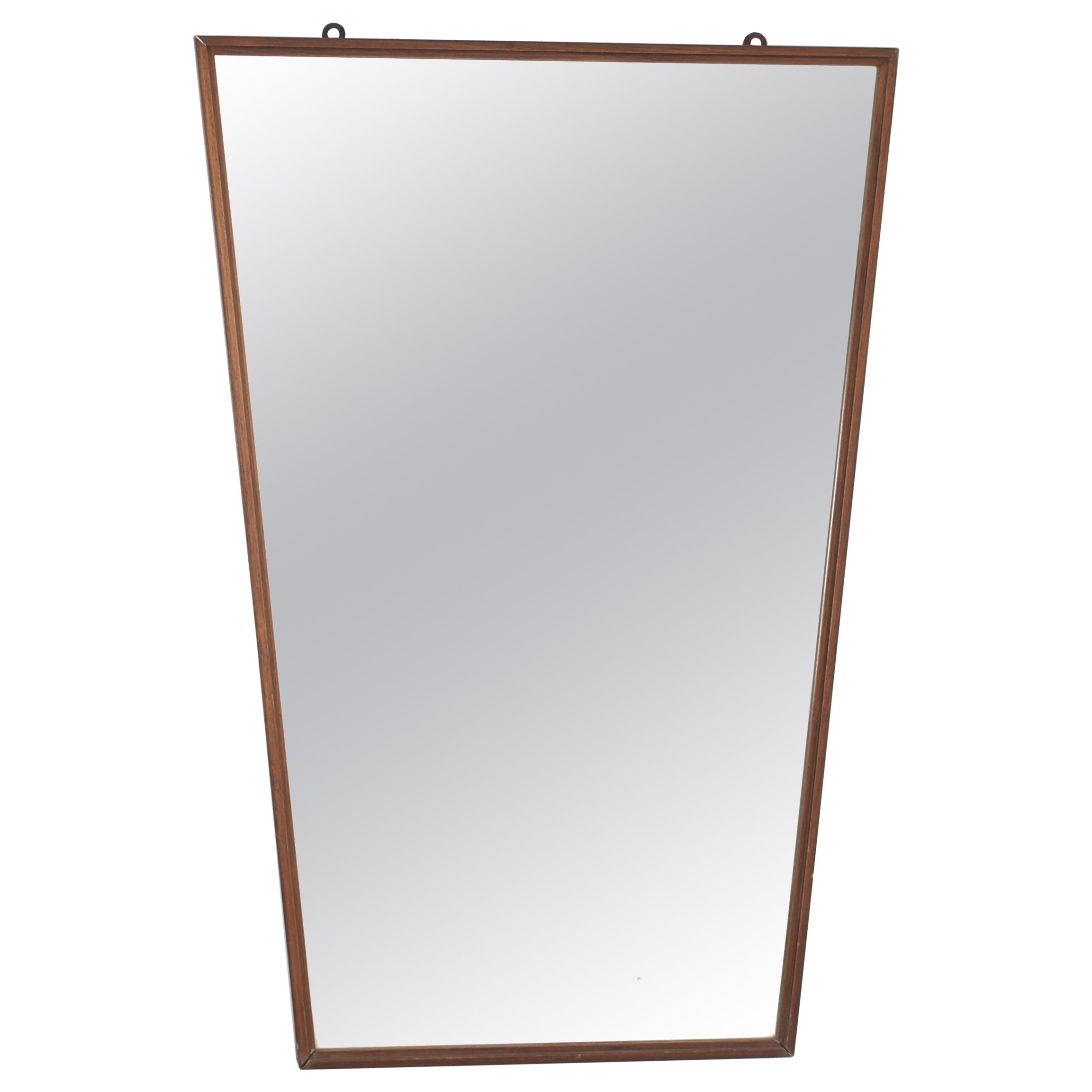 Mid-Century - Italian Style Geometric Wall Mirror with Wooden Frame 70s