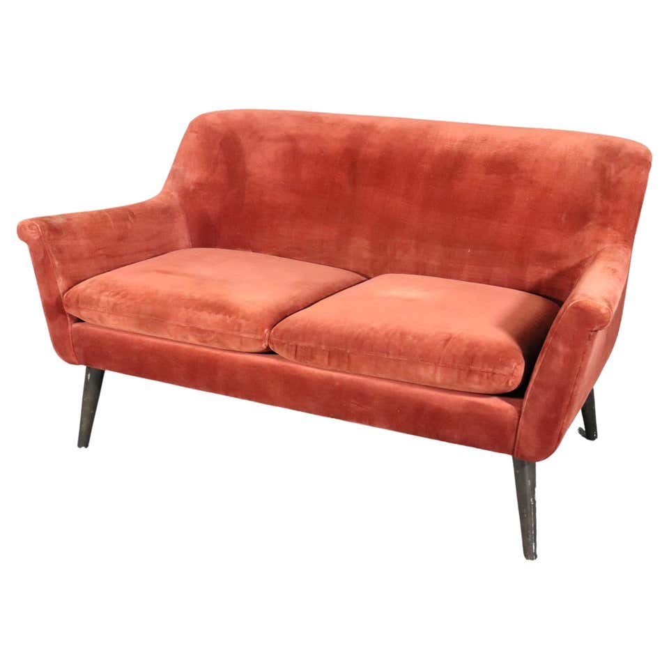 Mid-Century Clam Shell Loveseat For Sale at 1stDibs | vintage clamshell ...