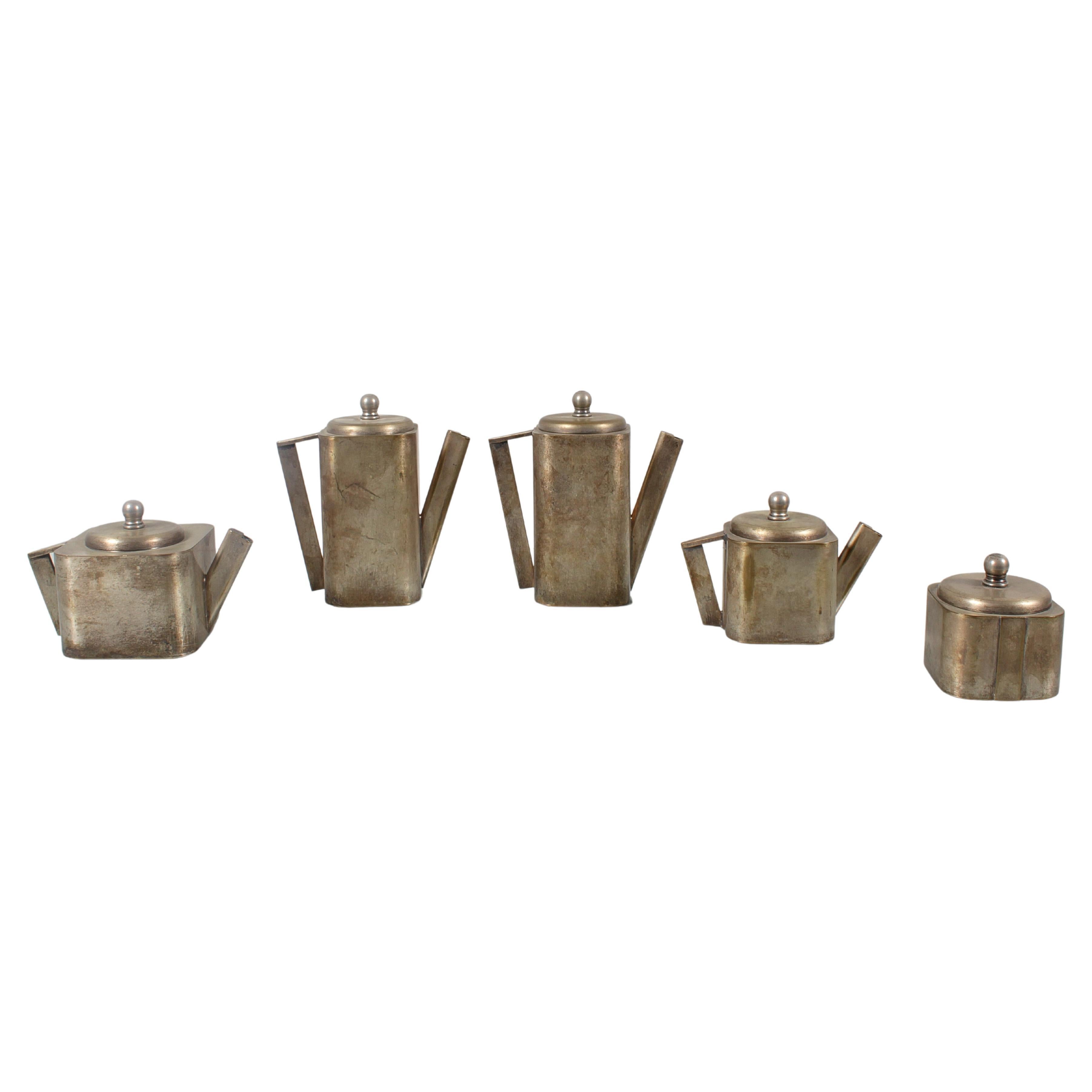 Mid-Century Italian Style Nickel Silver Breackfast Set 1930s Italy For Sale