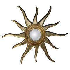 Mid-Century Italian Sunburst Convex Mirror