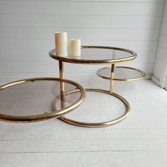 Mid Century Italian Swivel  Coffee Table Milo  Baughman Style, 70s