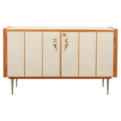 Mid-Century Italian Sycamore and Brass Sideboard