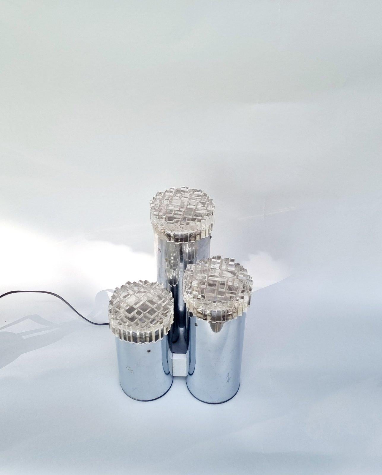 Crystal Mid-Century Italian Table Lamp Designed by Gaetano Sciolari for Sciolari, 70s For Sale