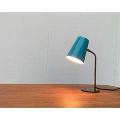 Mid-Century Modern Table Lamp, Metal with Turquoise Shade, Italy