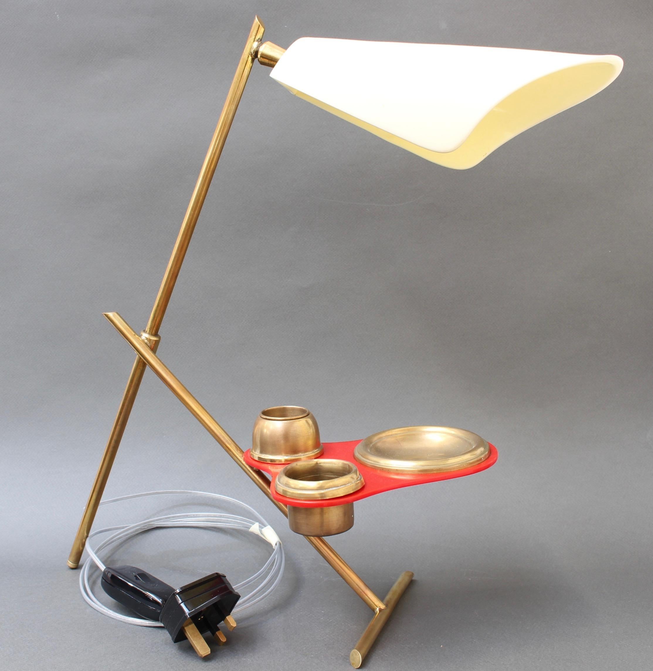 Mid-Century Modern Midcentury Italian Table Lamp with Brass Stand, circa 1950s