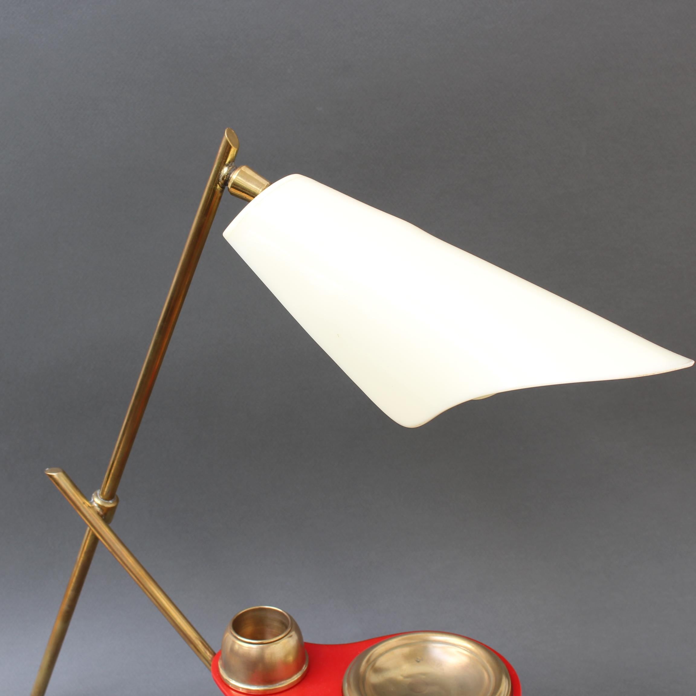 Midcentury Italian Table Lamp with Brass Stand, circa 1950s 1