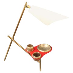 Vintage Midcentury Italian Table Lamp with Brass Stand, circa 1950s