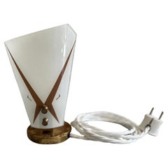 Mid-Century Italian Table Lamp with Glass Shade and Brass Finish