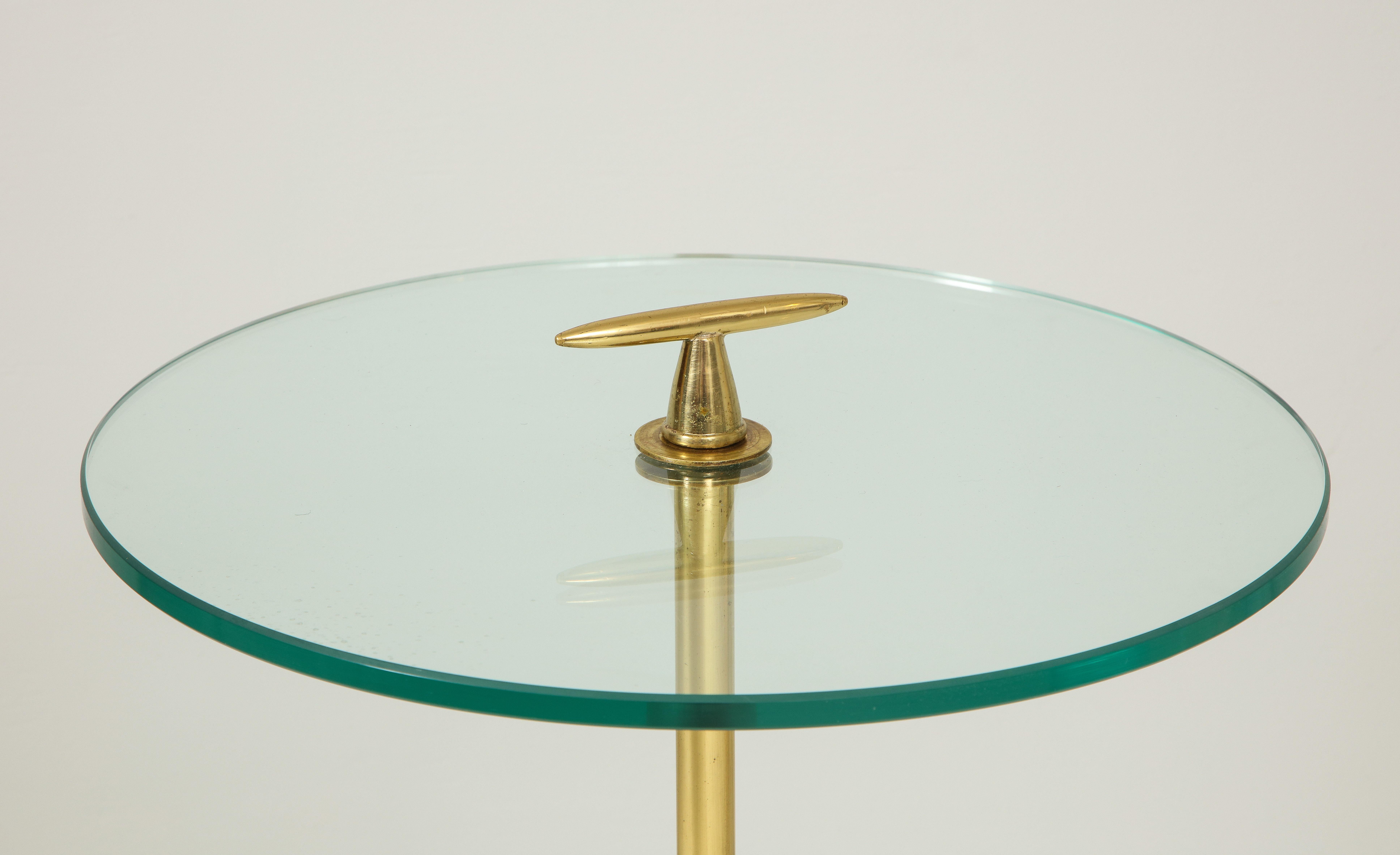 Midcentury Italian Table on Brass Tripod Base In Good Condition In New York, NY