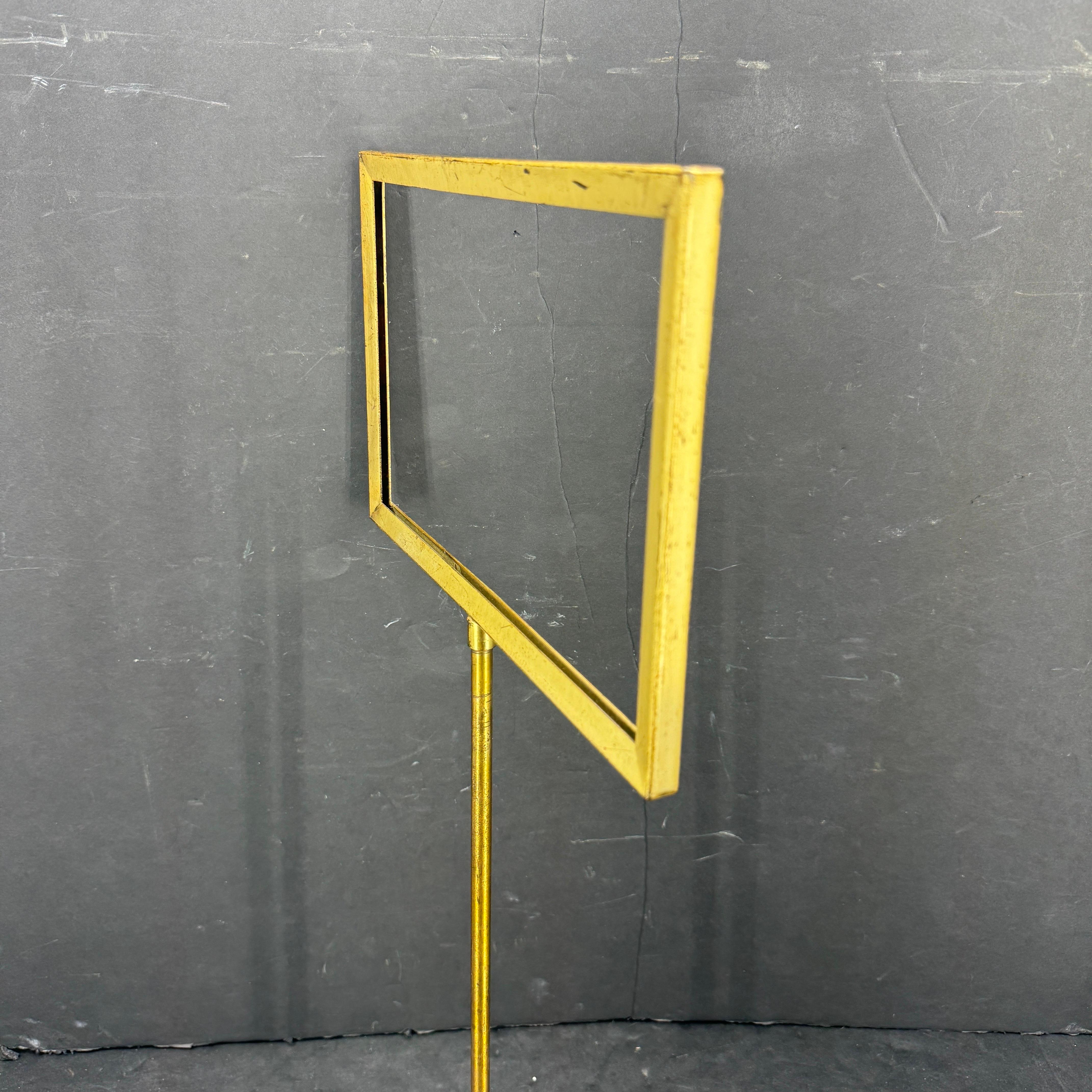 Metal Mid-Century Italian Tall Bronzed Table Display Stand Signage For Sale