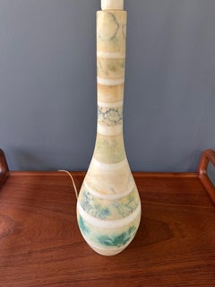 Mid Century Italian Tall Stacked Marble Lamp in Blues and Greens
