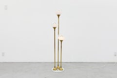 Mid Century Italian Targetti Sankey Brass Floor Lamp with Murano Glass Globes