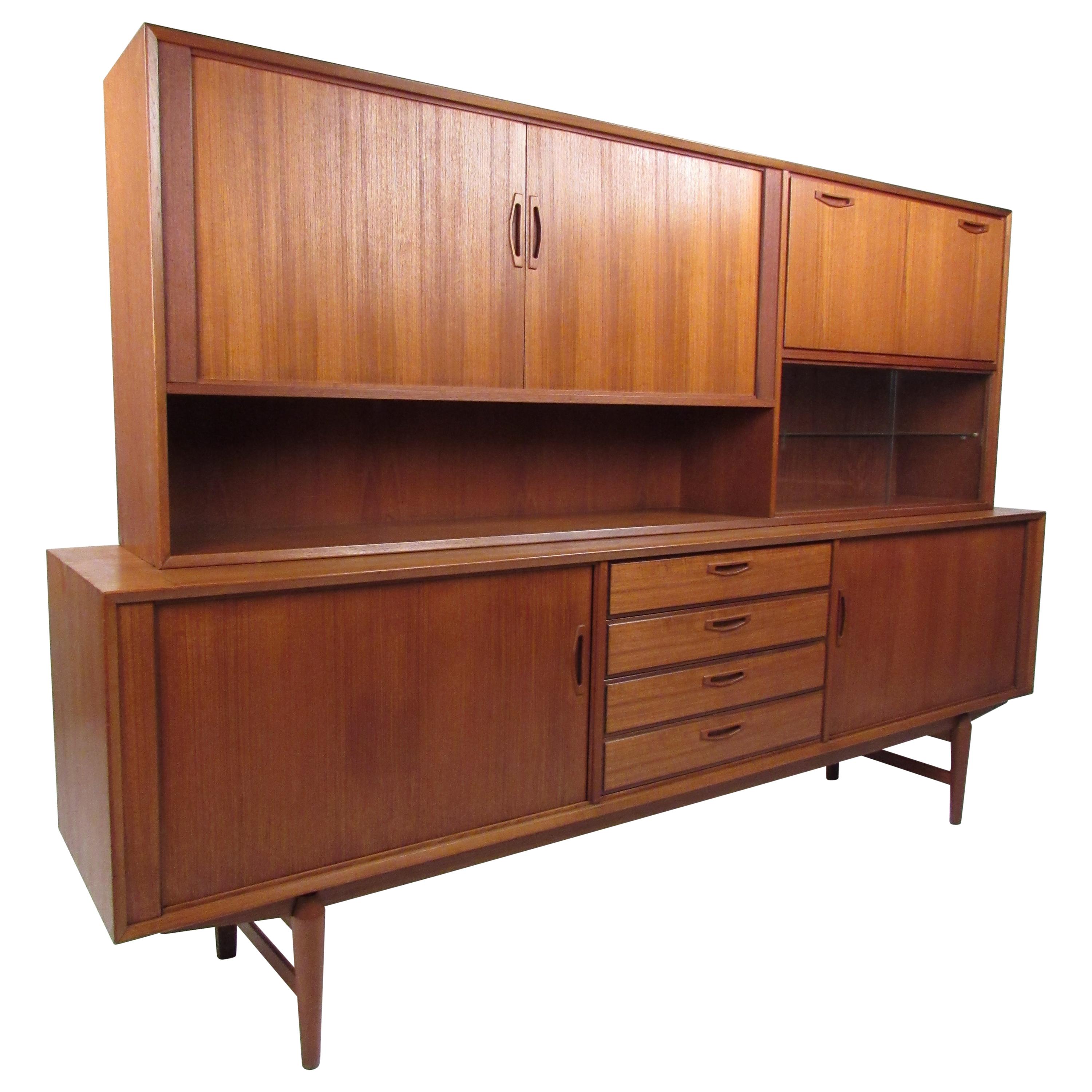 Midcentury Modern Teak Wood Credenza Shelves with Glass Panels For Sale at  1stDibs | arpico tv stand
