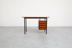 Mid-Century Italian Teak Desk or Vanity with Enameled Metal Frame
