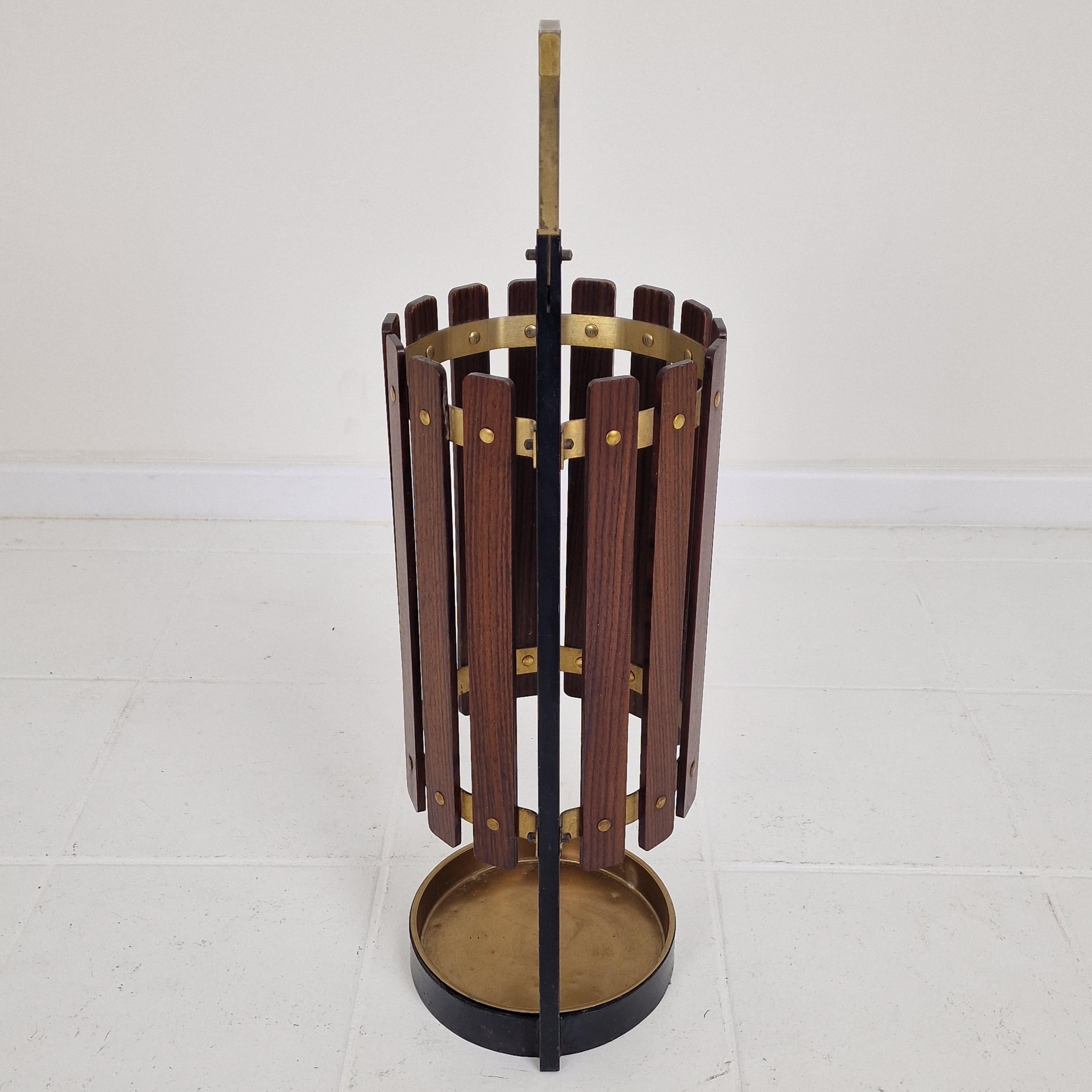 Mid Century Italian Teak Wooden Umbrella Stand, 1950s For Sale 7