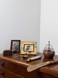 Italienischer Tennisschläger-Bilderrahmen aus der Jahrhundertmitte aus versilbertem Zinn, 70er Jahre