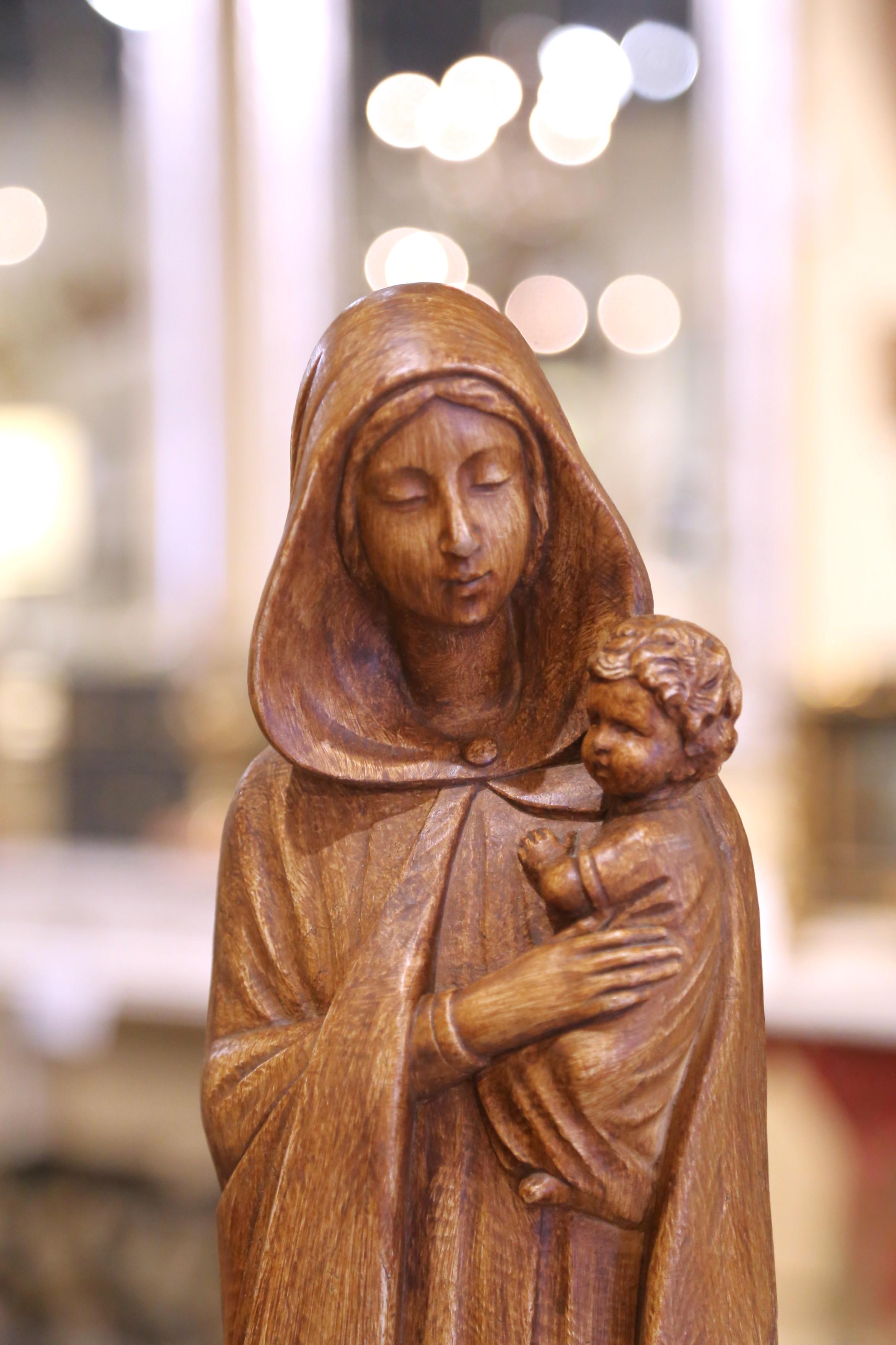 Italiano Scultura in terracotta Madonna & Child di S. Melani per Arnova, metà del secolo scorso in vendita