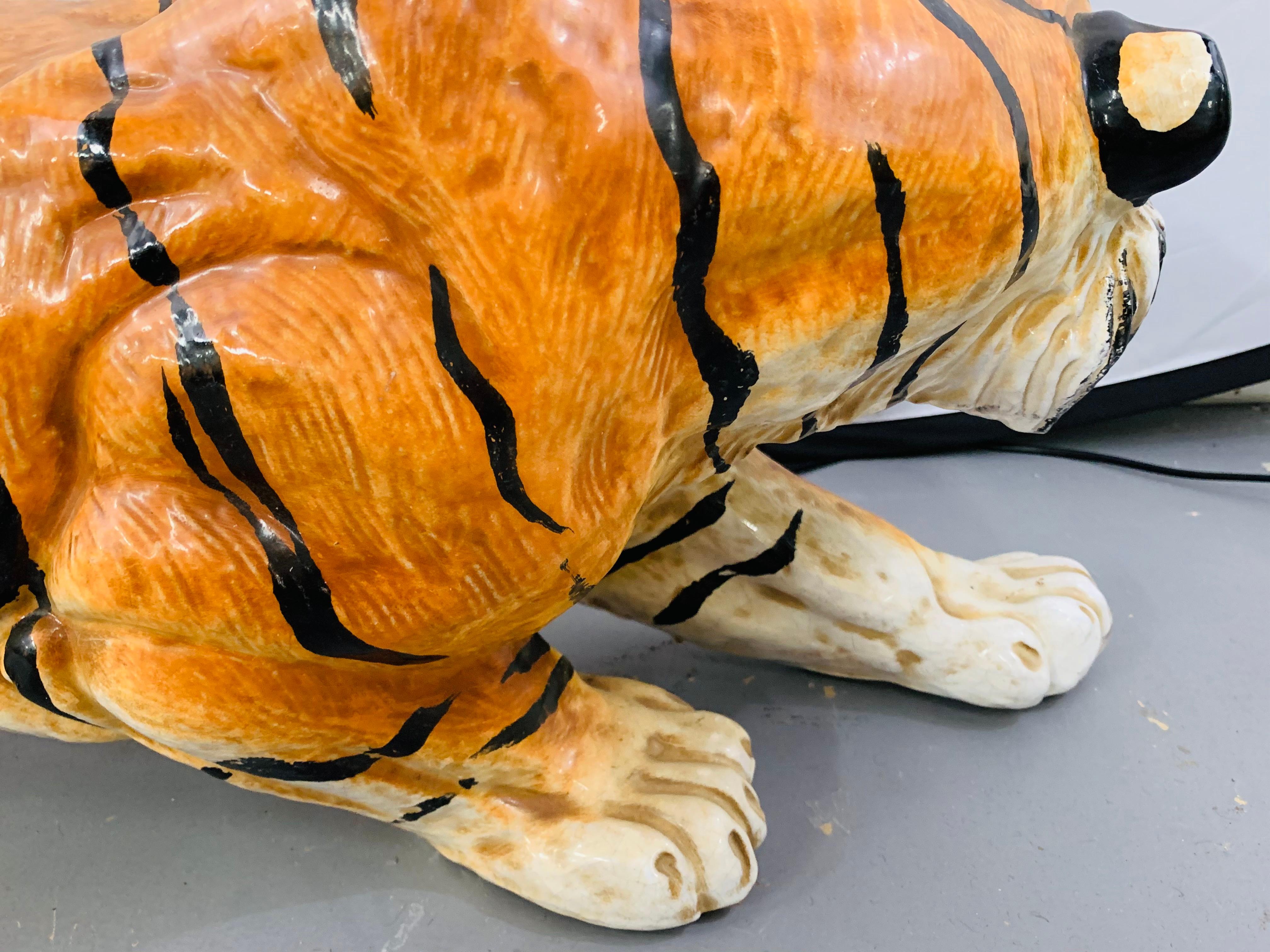 Midcentury Italian Terracotta Tiger Statue or Sculpture 5