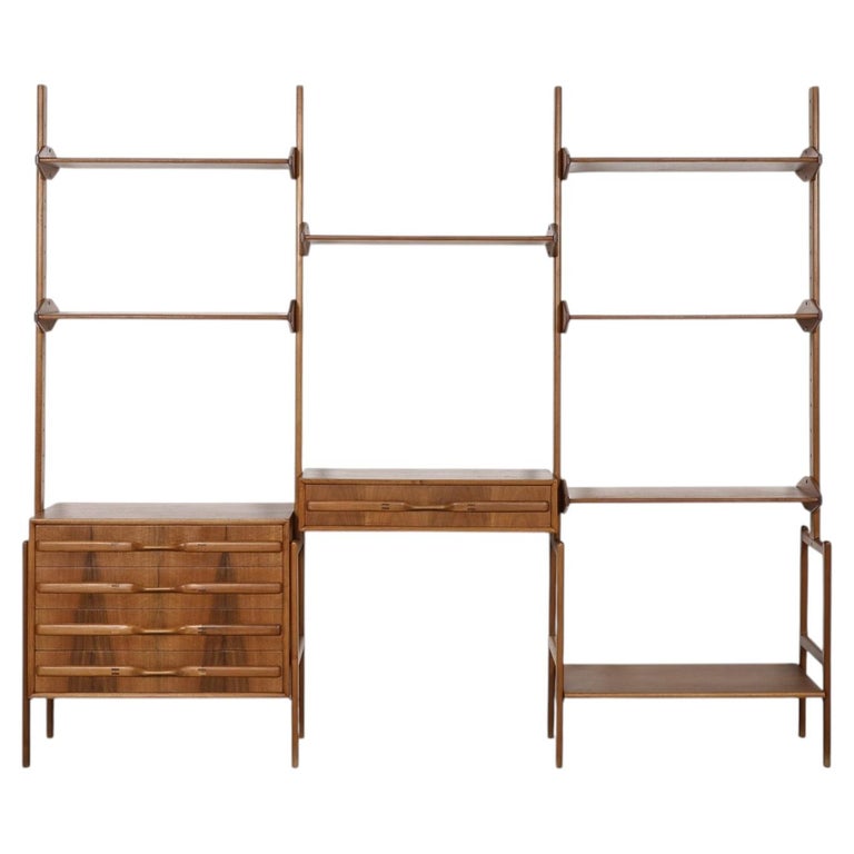 Mid-Century Italian Three-Section Teak Shelving System