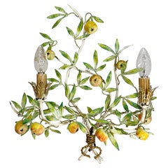 Vintage Mid Century Italian Tole Apple Fruits Wall Light