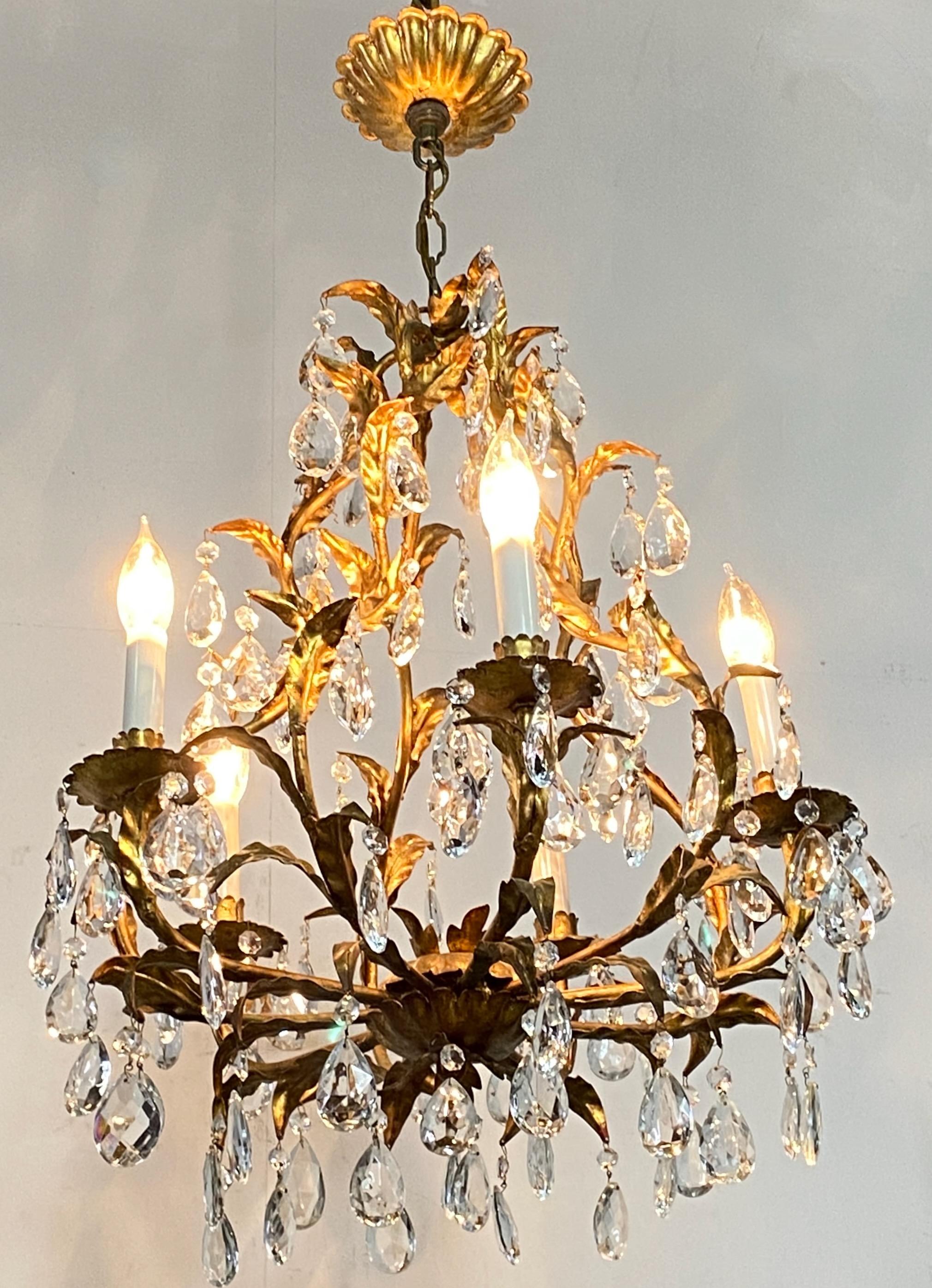 Painted Mid Century Italian Tole Chandelier  For Sale