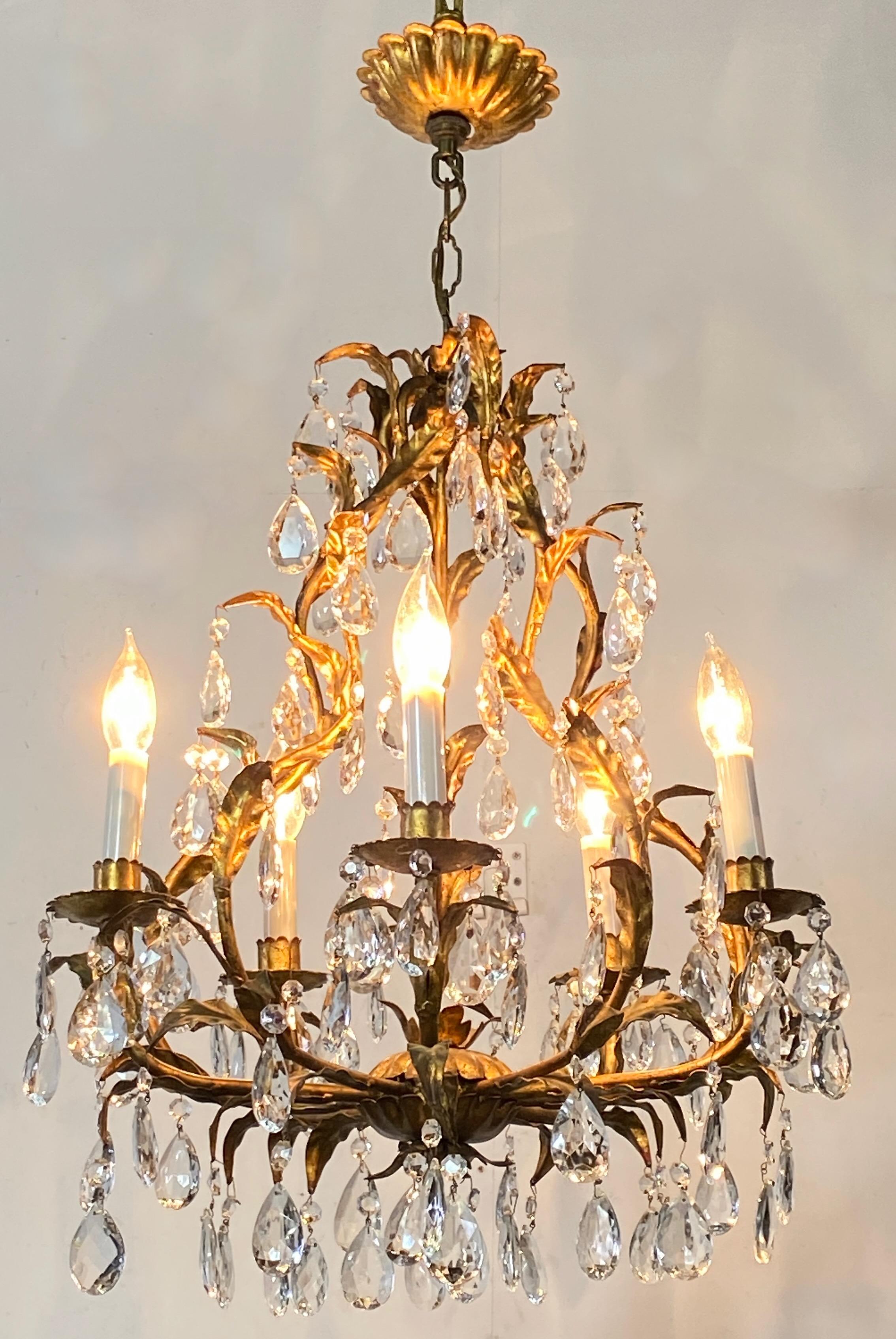 Mid Century Italian Tole Chandelier  In Good Condition For Sale In San Francisco, CA