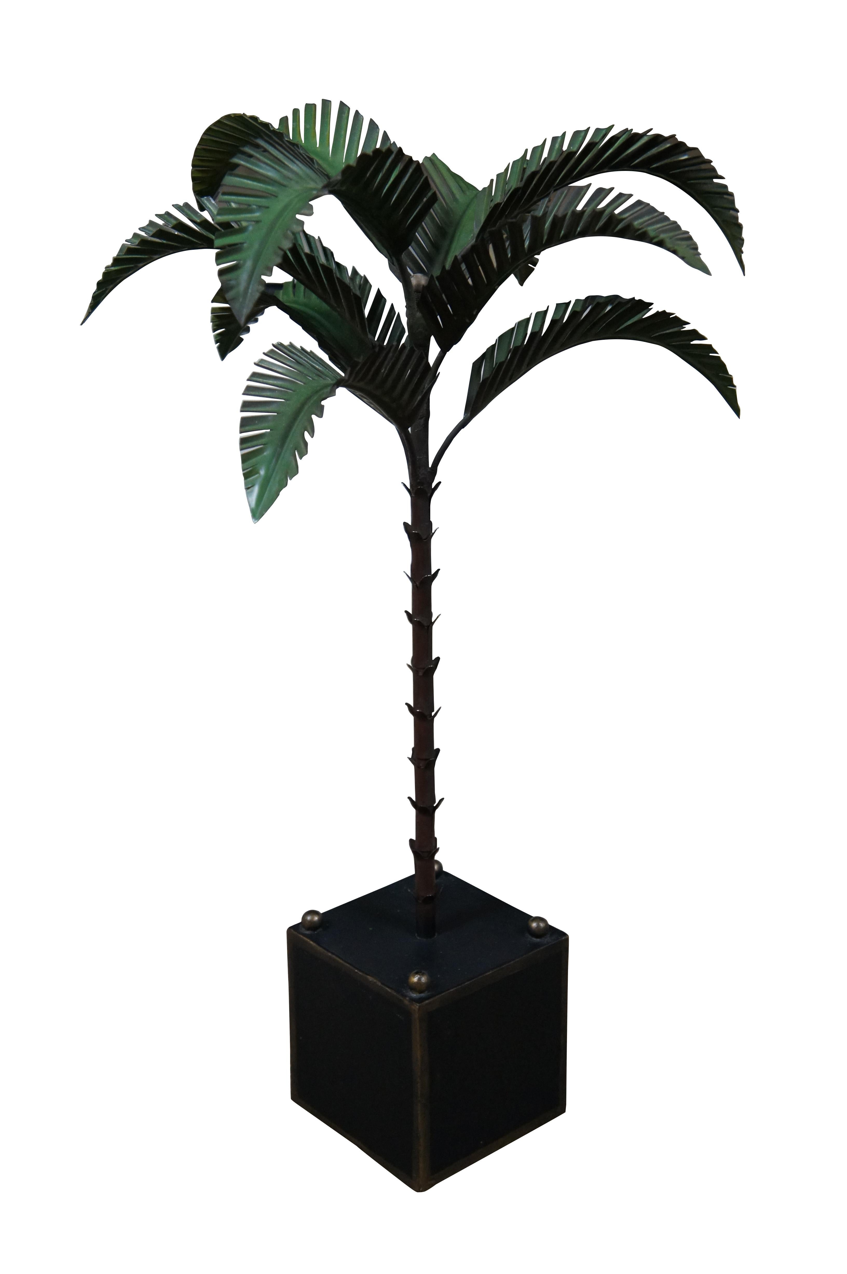 Mid-Century Modern Mid Century Italian Tole Painted Metal Florida Island Palm Tree Sculpture For Sale