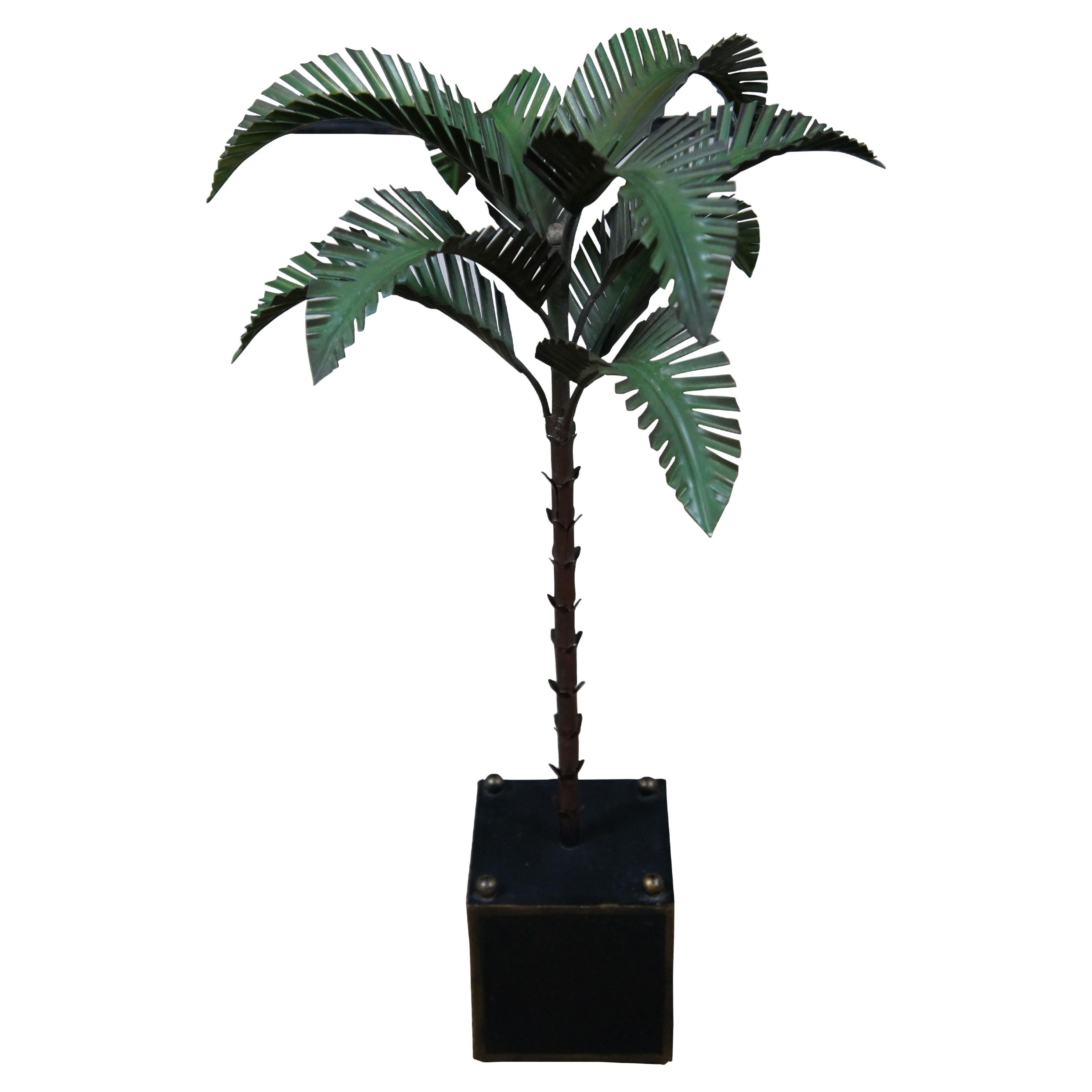 Mid Century Italian Tole Painted Metal Florida Island Palm Tree Sculpture