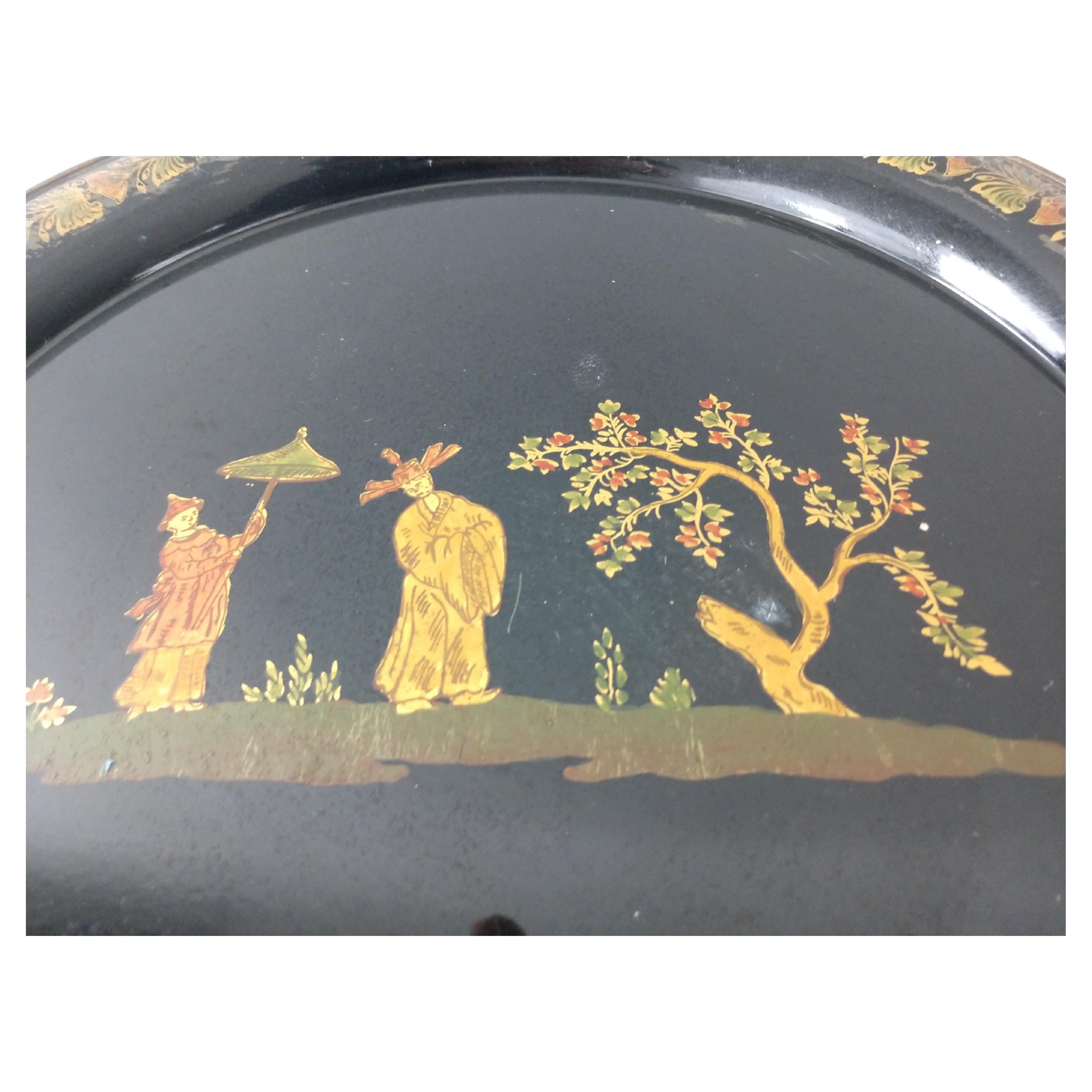 Painted Mid Century Italian Toleware Side Tray Table, circa 1960