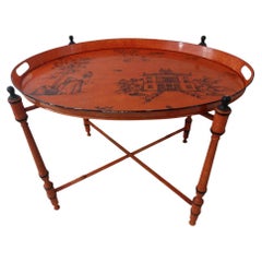 Mid Century Italian Toleware Side Tray Table, circa 1960