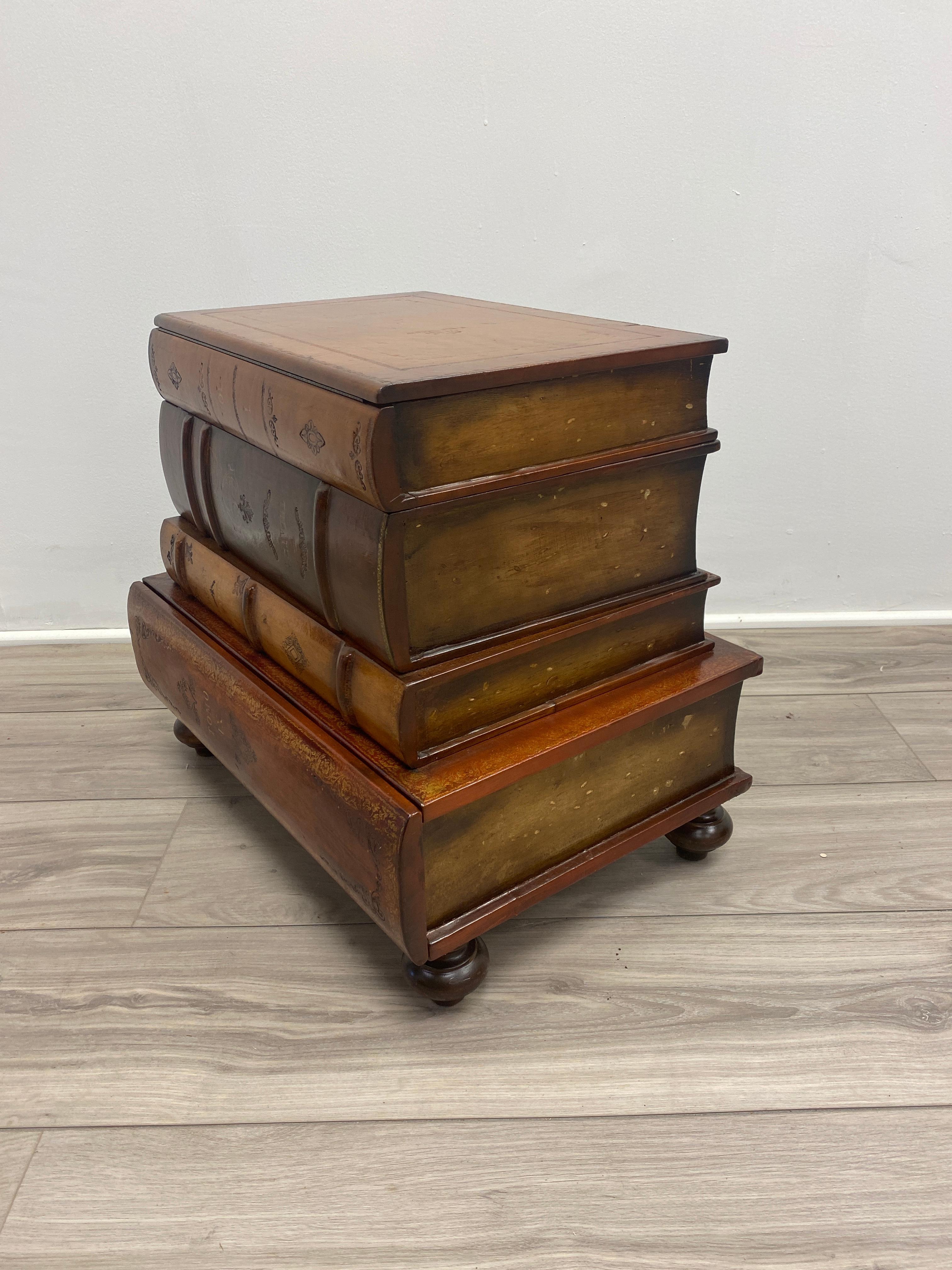 Mid Century Italian Tooled Leather Faux Book Stand 7