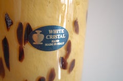 Mid-Century Italian Tortoiseshell Art Glass Vase, “White Cristal” Hand-Blown