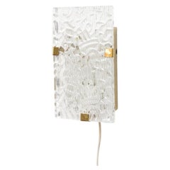 Mid-Century Italian Toso-Style Cast Glass & Brass Wall Sconce