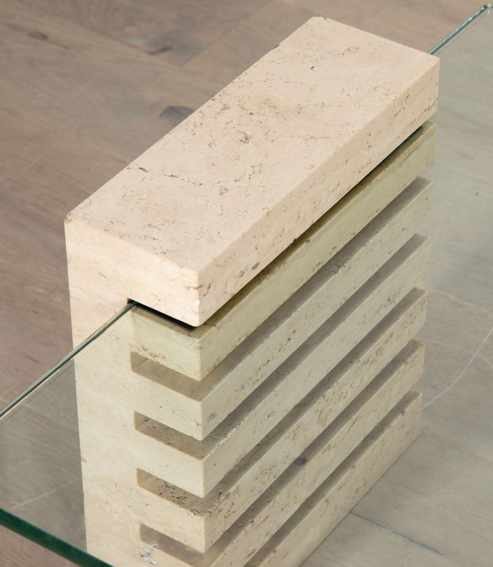 20th Century Mid-Century Italian Travertine and Glass Adjustable Coffee Table For Sale