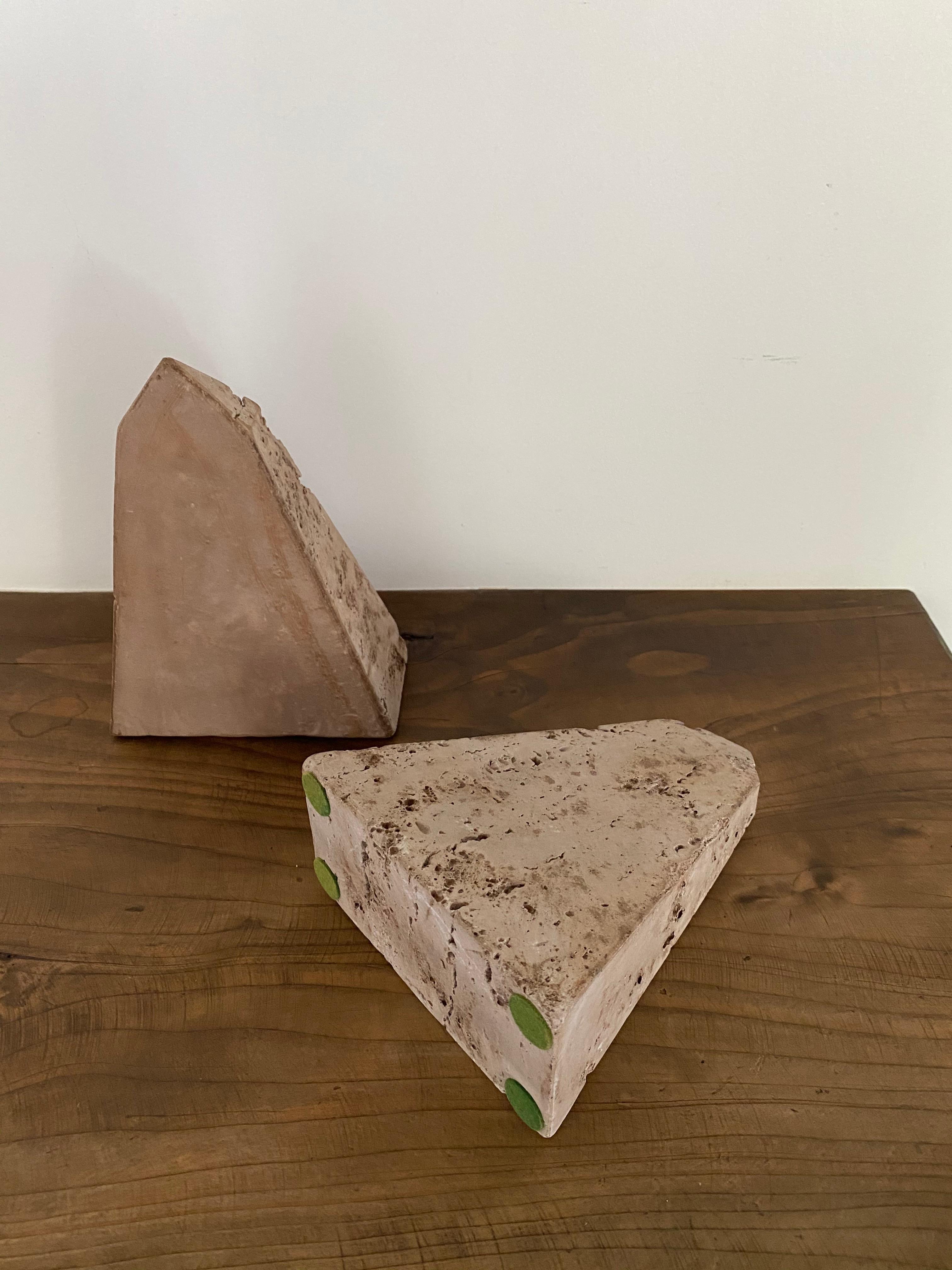 20th Century Midcentury Italian Travertine Bookends For Sale