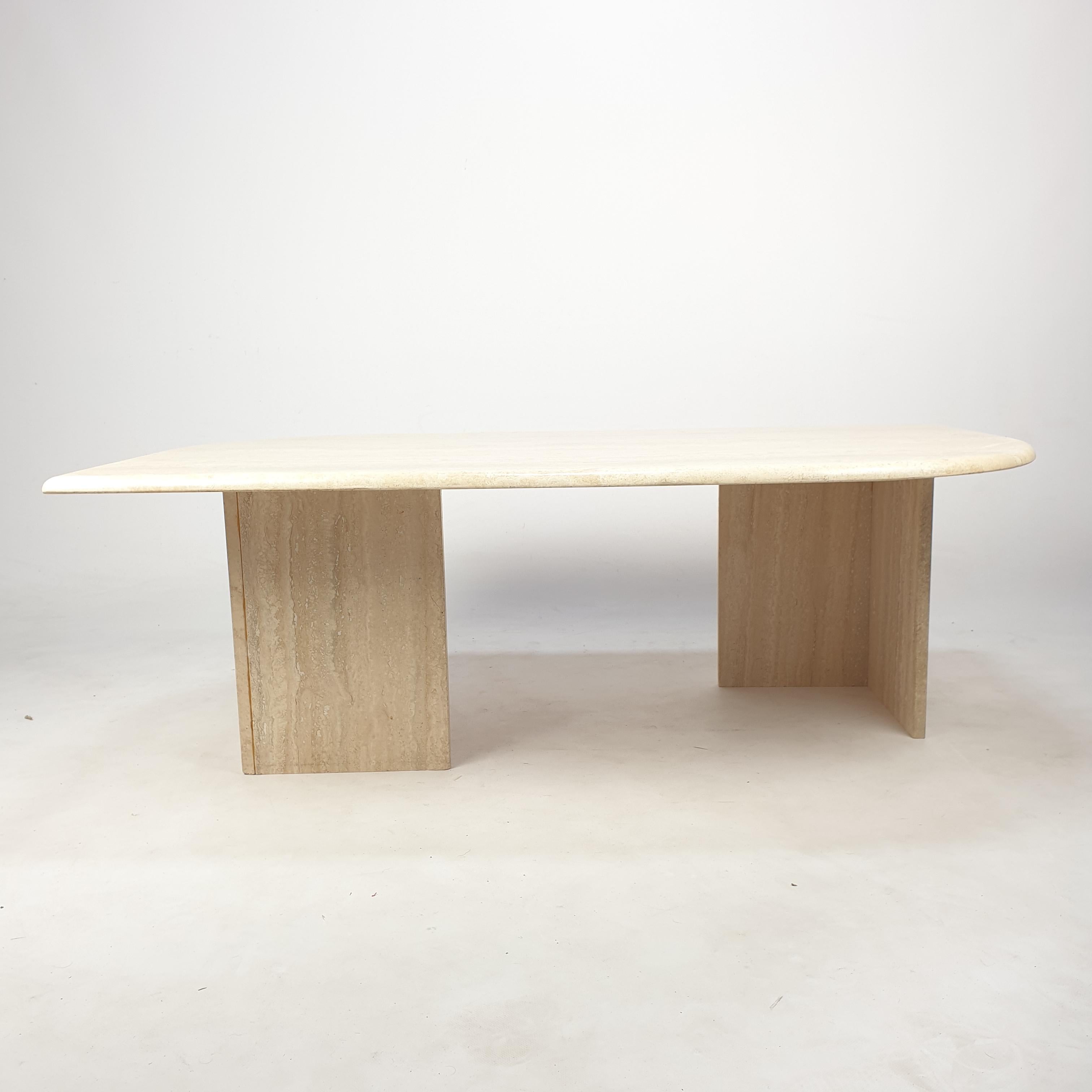 Mid-Century Italian Travertine Coffee Table, 1980's 4