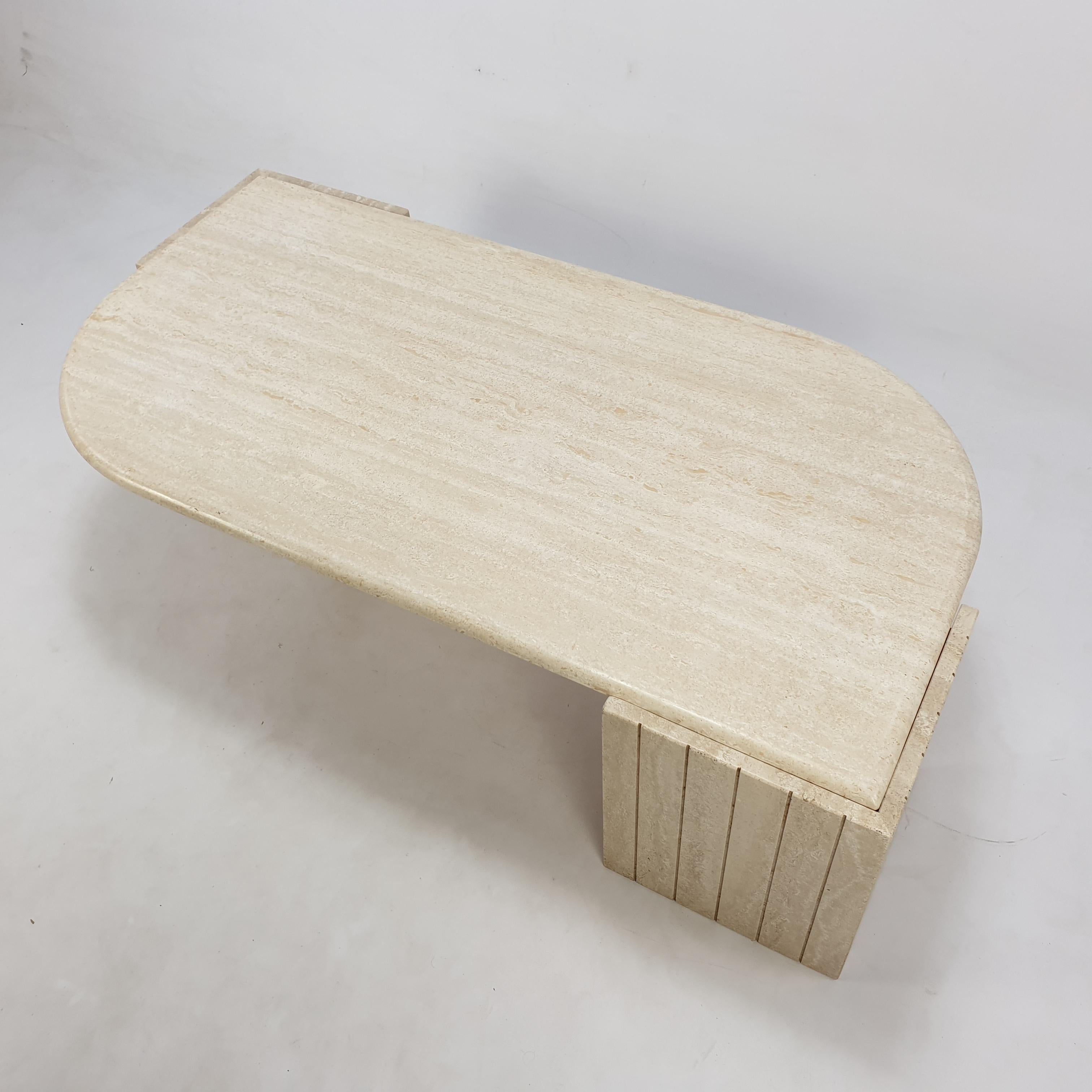 Mid-Century Italian Travertine Coffee Table, 1980s 4