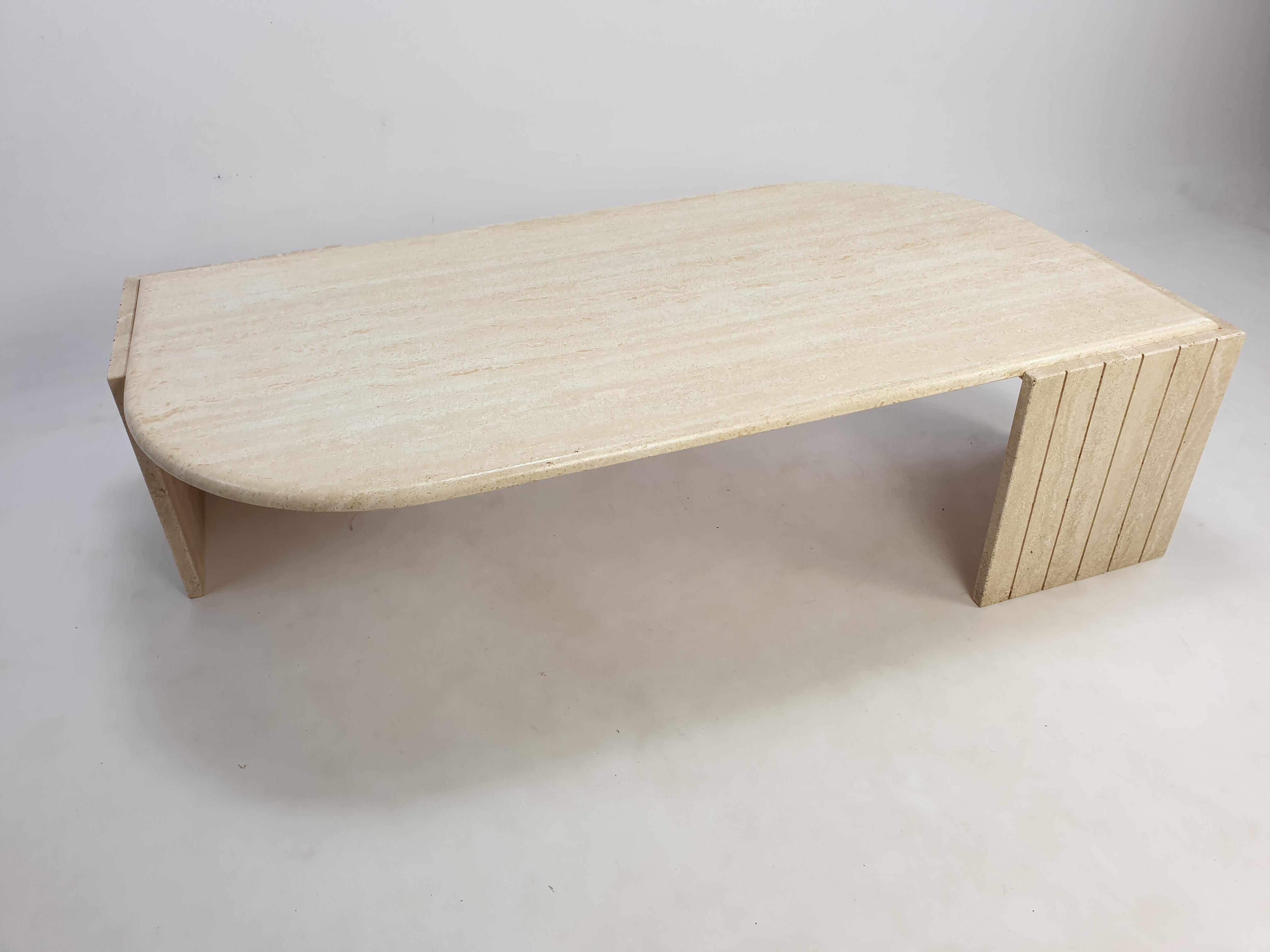 Mid-Century Italian Travertine Coffee Table, 1980s 5