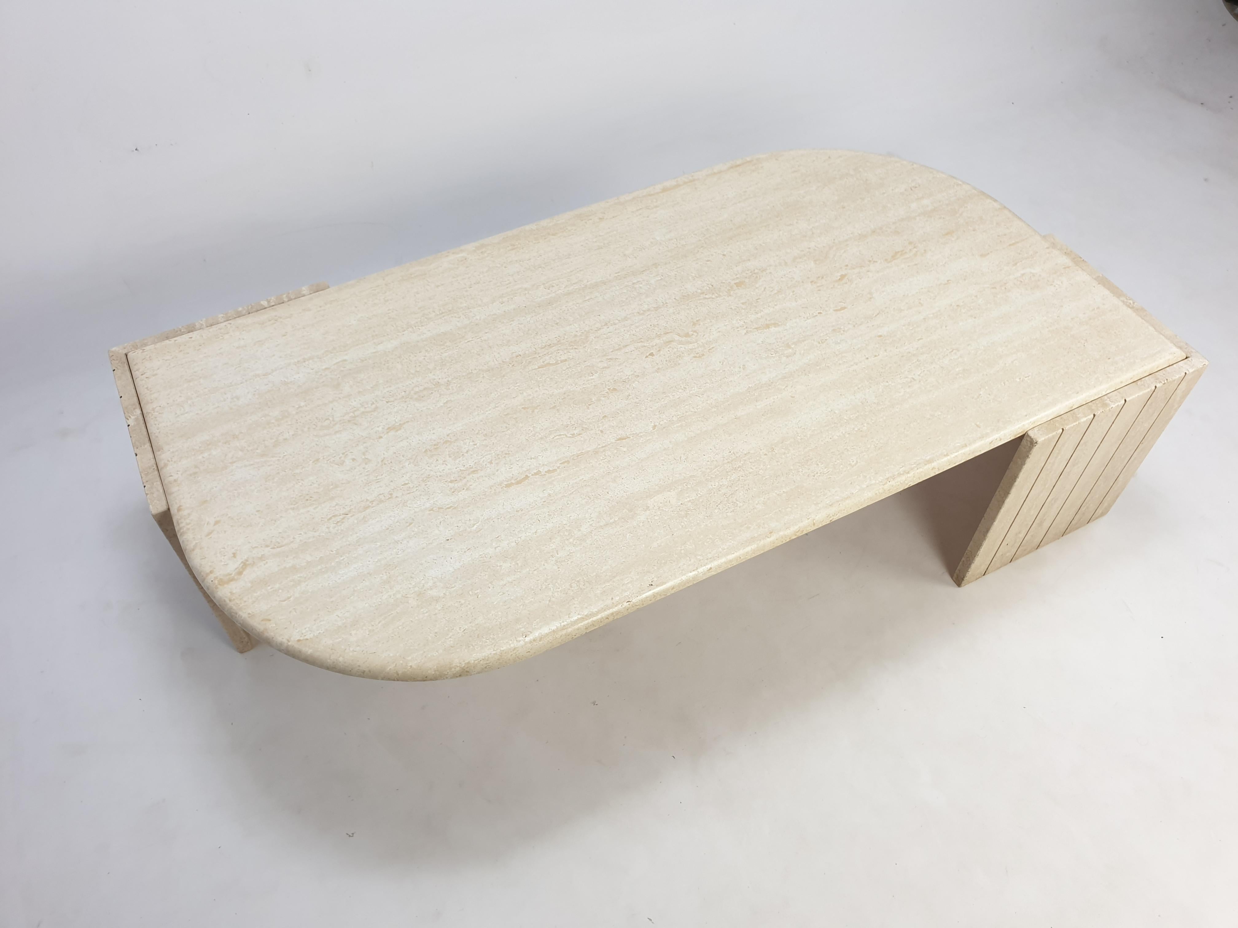 Mid-Century Italian Travertine Coffee Table, 1980s 7