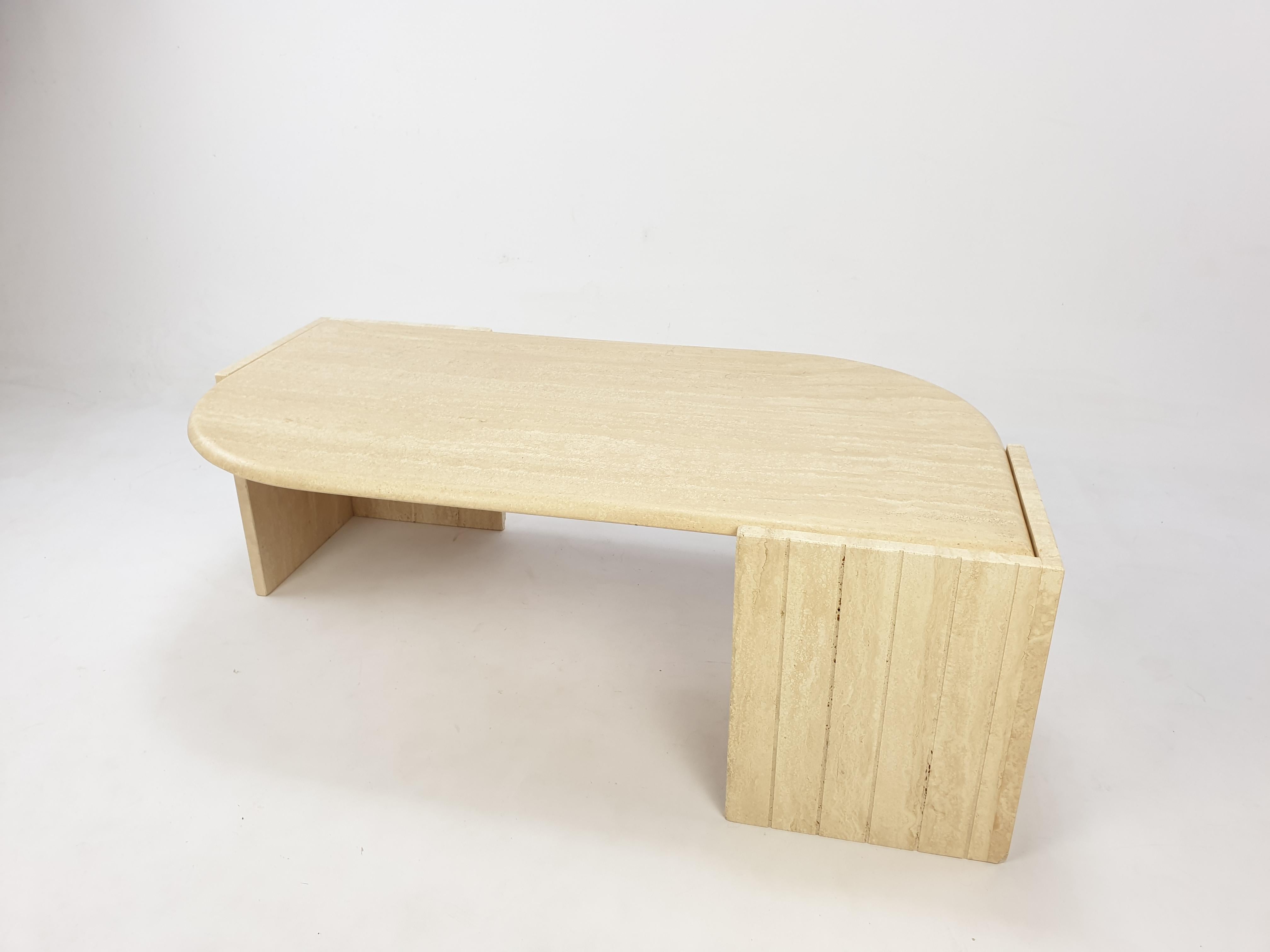 Mid-Century Modern Mid-Century Italian Travertine Coffee Table, 1980s