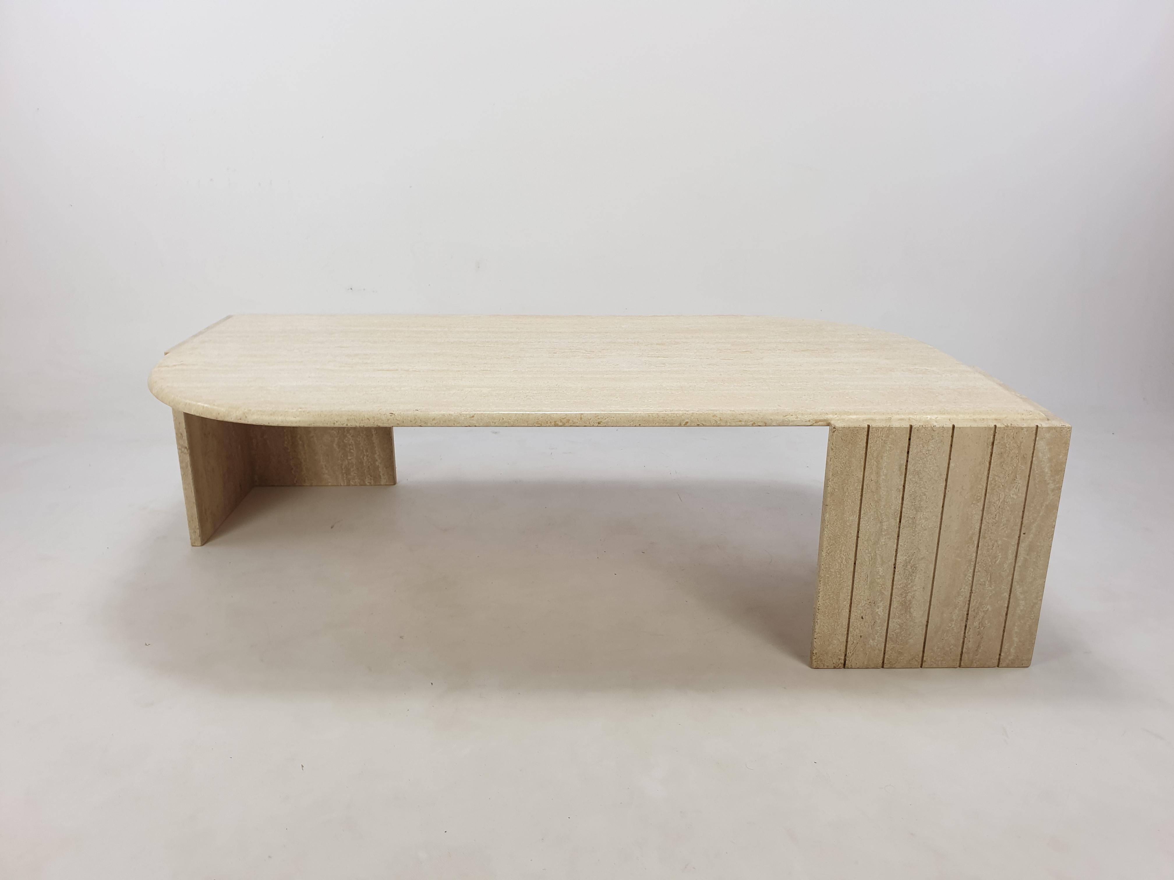 Mid-Century Modern Mid-Century Italian Travertine Coffee Table, 1980s